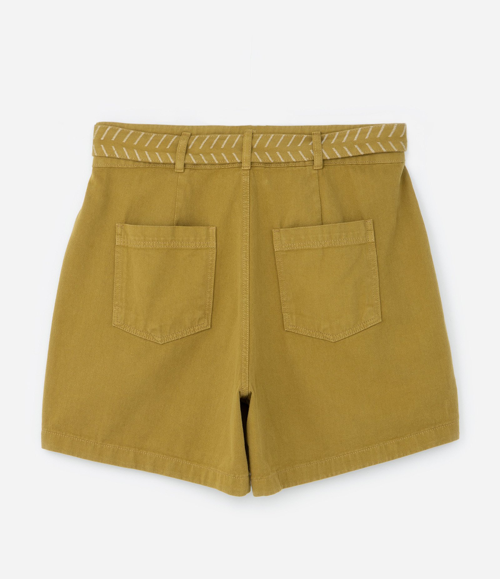 Short em Sarja com Faixa Bordada Curve & Plus Size Amarelo 6