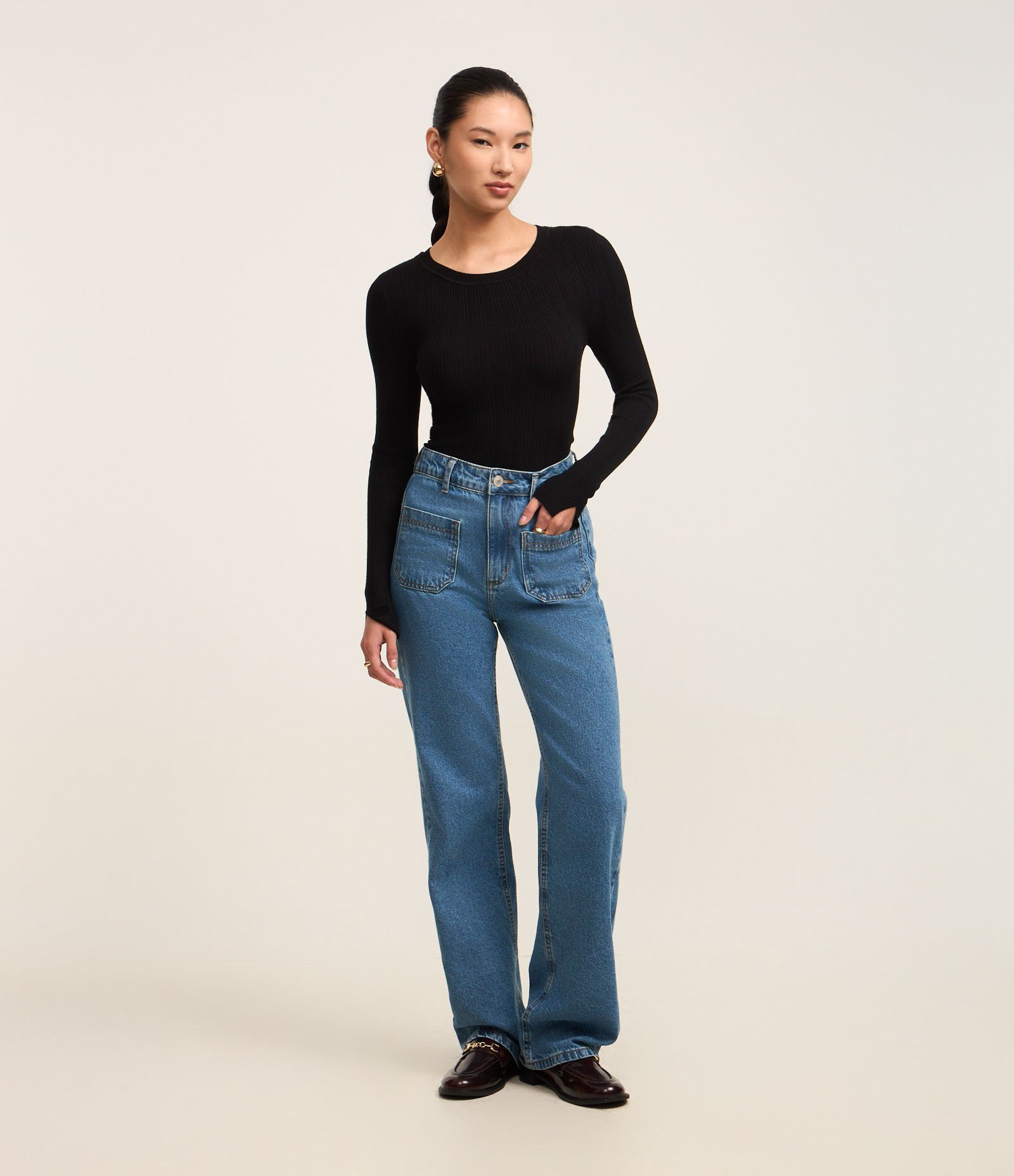 Suéter em Tricô com Textura Canelada Preto 2