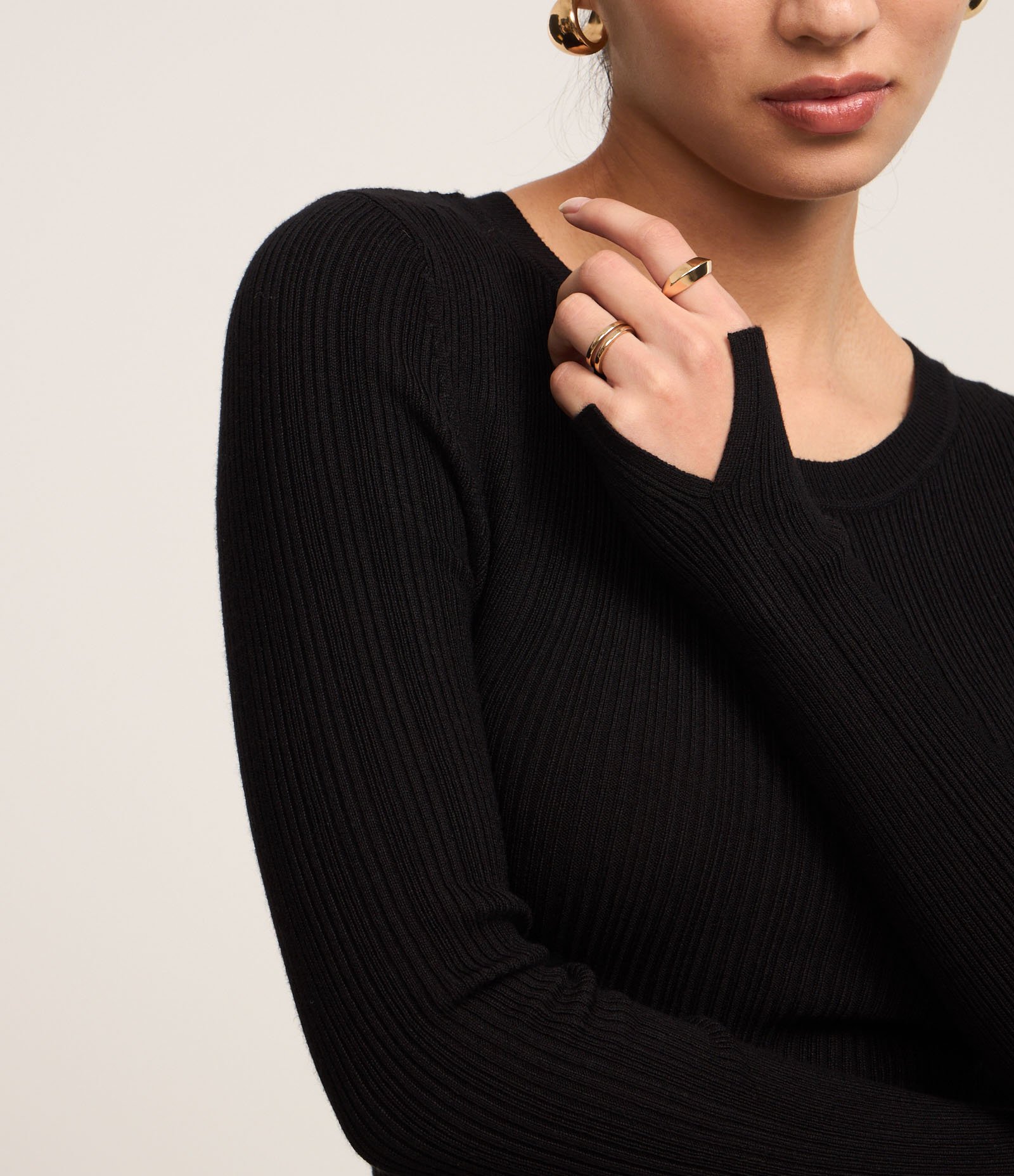 Suéter em Tricô com Textura Canelada Preto 3