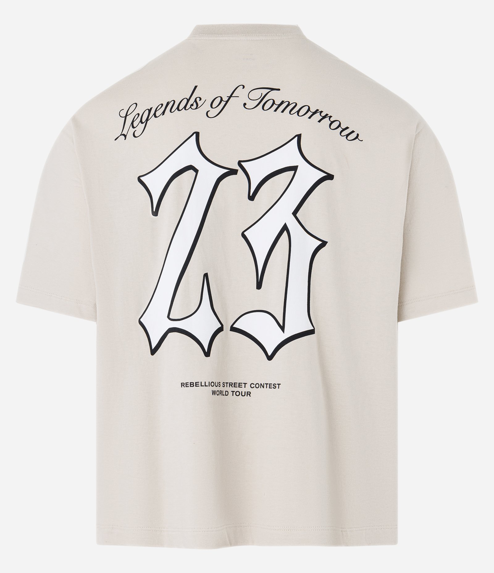 Camiseta Boxy Sportcore com Estampa Trouble Makers Bege 7