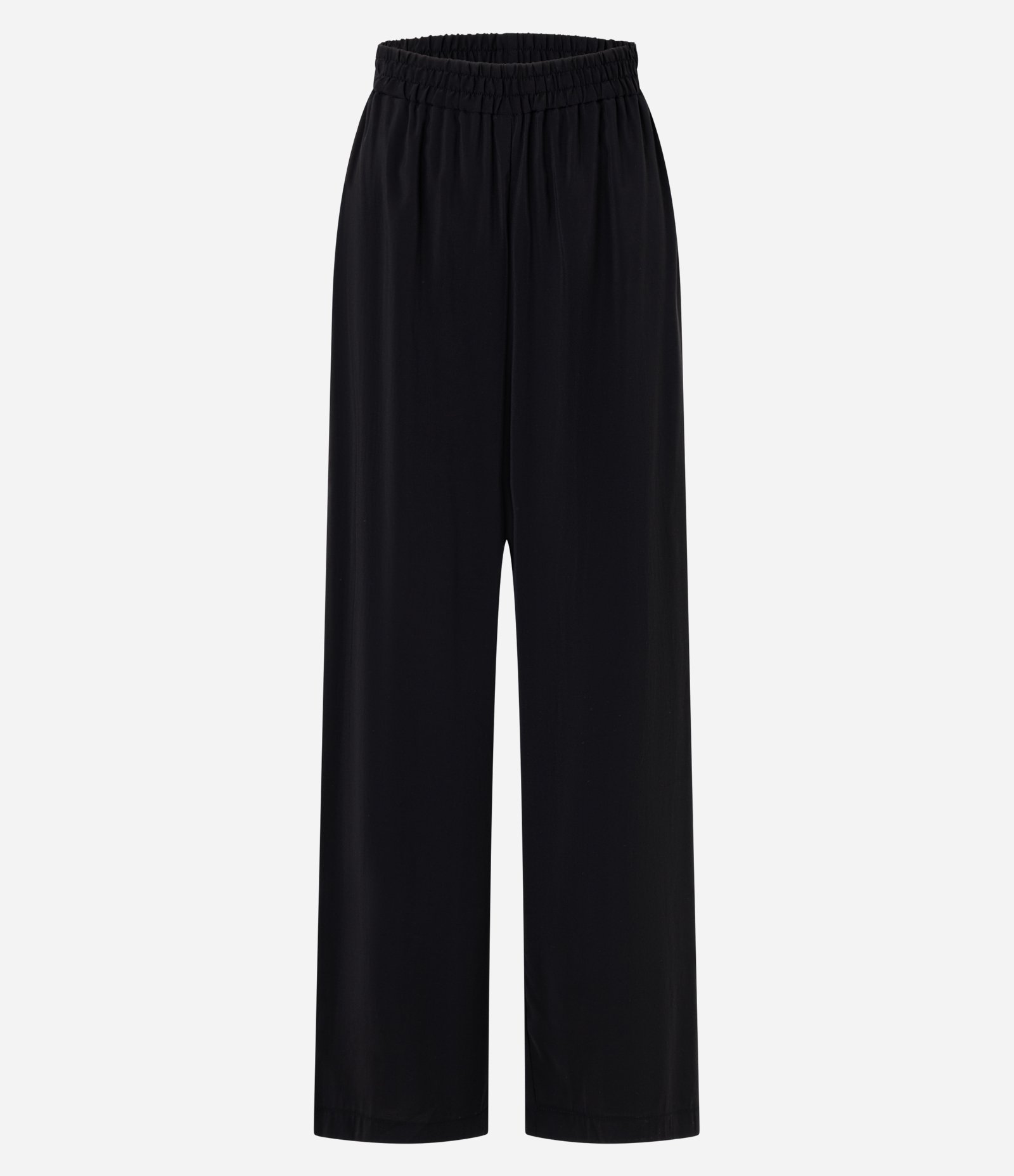 Calça Reta em Alfaiataria com Cós Elástico e Listra Lateral Preto 5