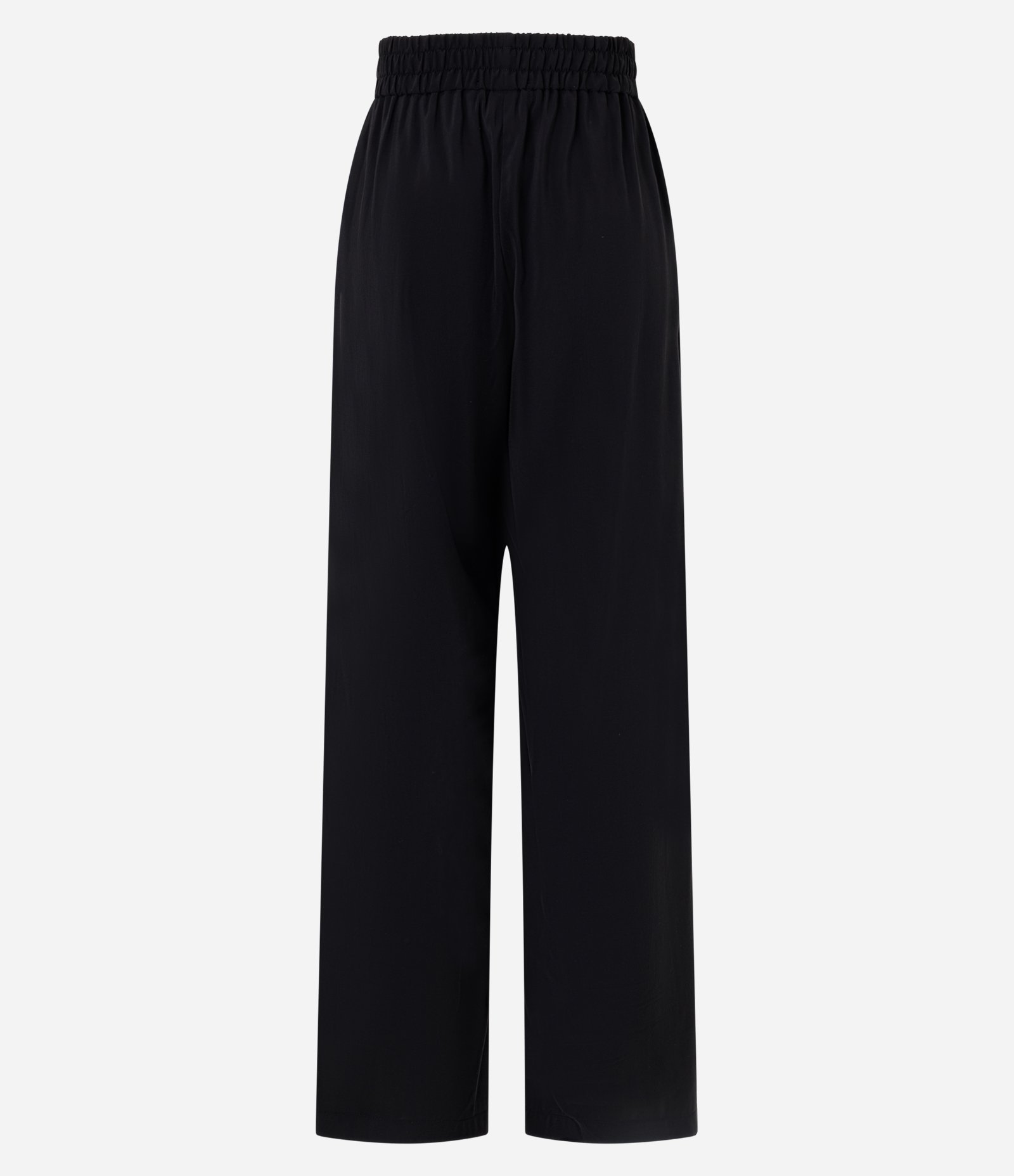 Calça Reta em Alfaiataria com Cós Elástico e Listra Lateral Preto 7