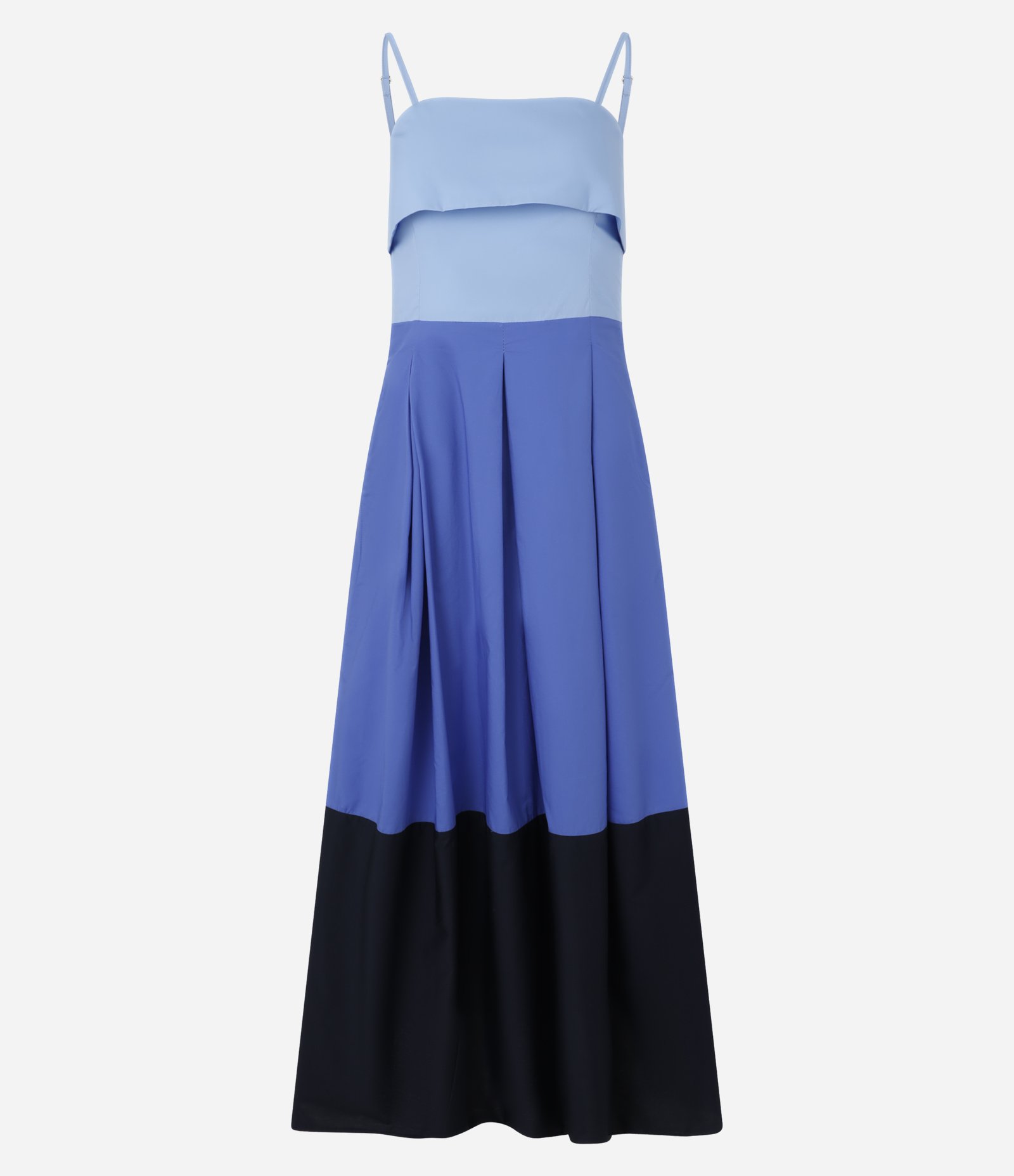 Vestido Midi em Tricoline com Pregas Azul 5