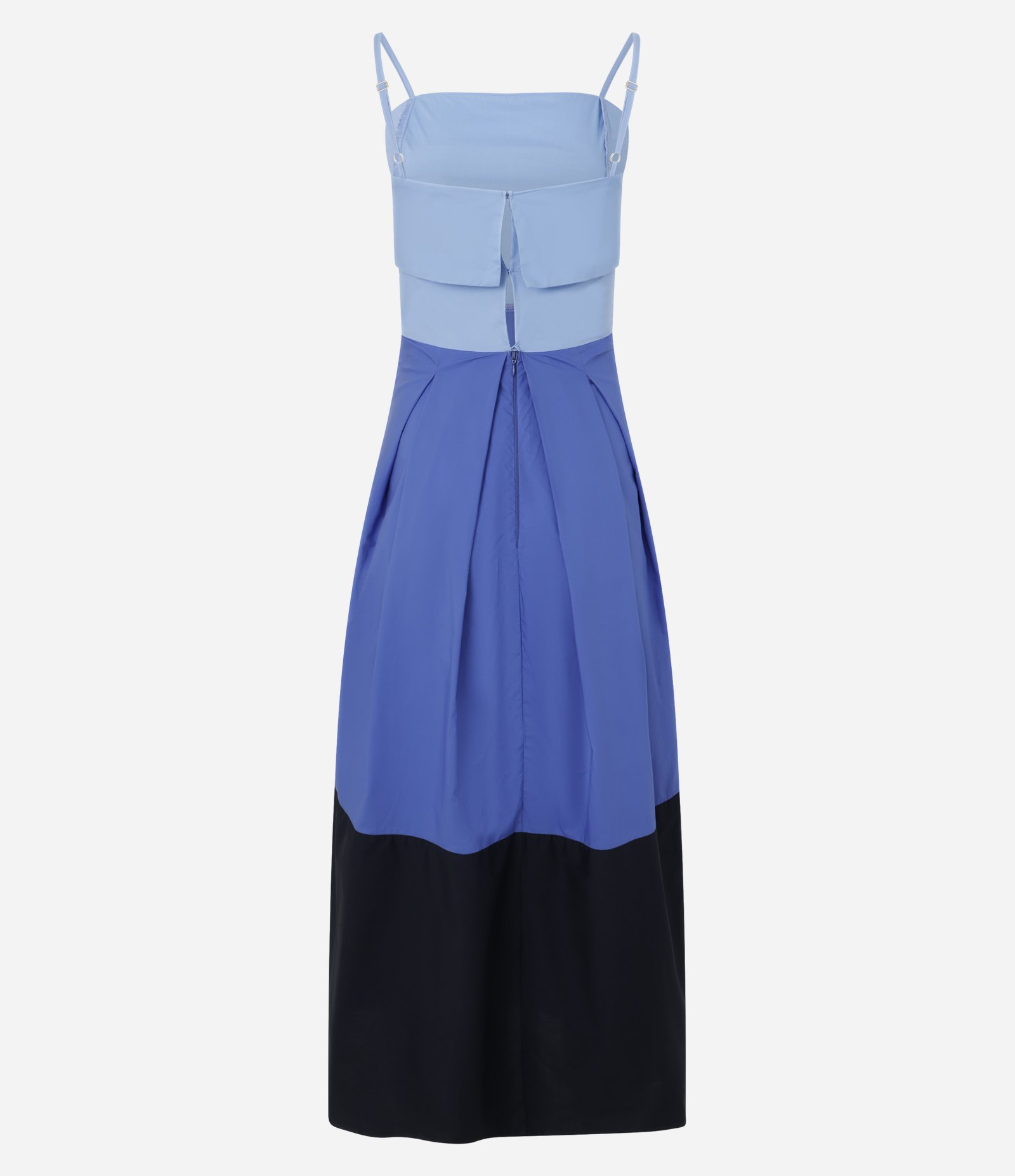 Vestido Midi em Tricoline com Pregas Azul 6