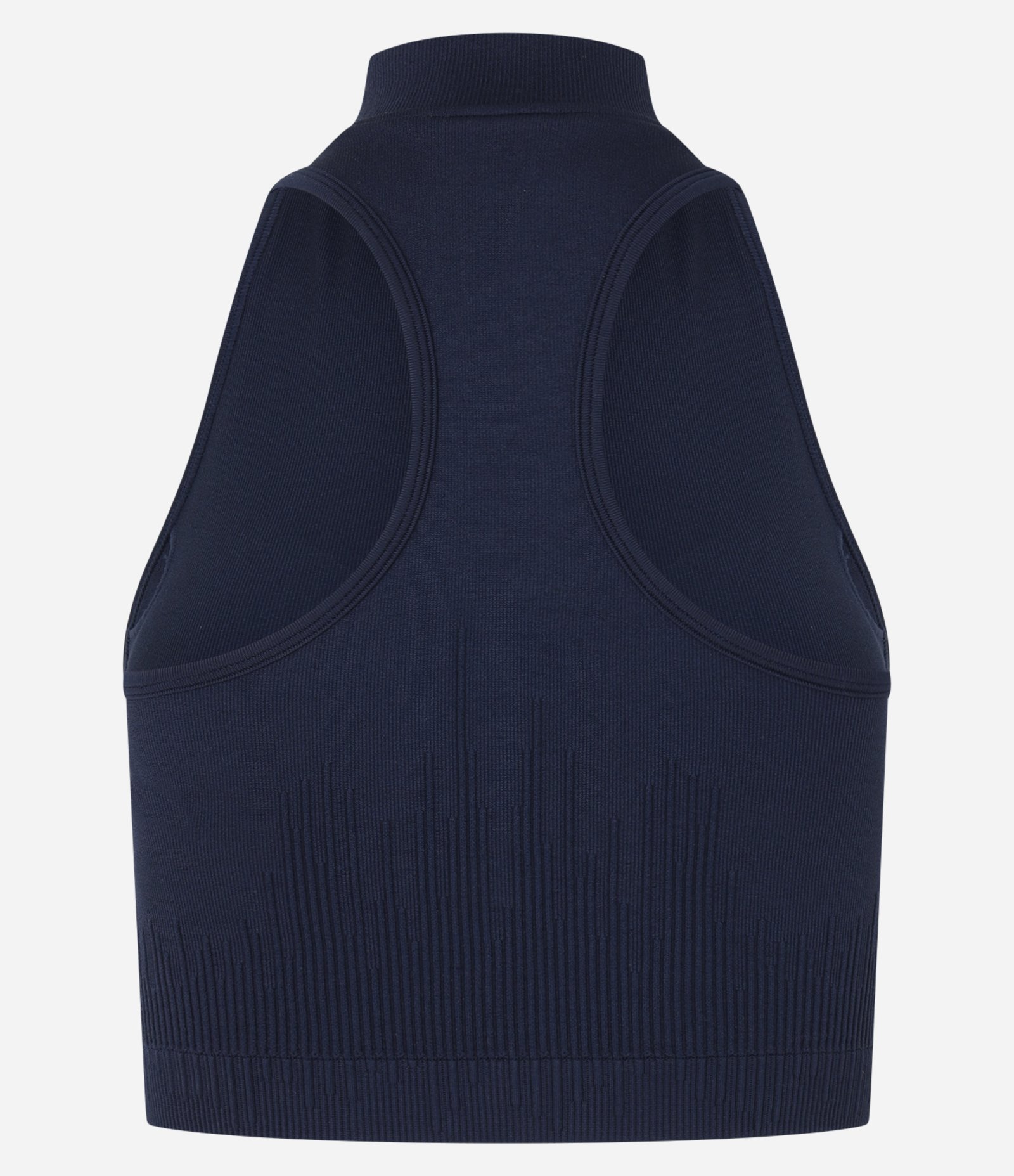 Top Halterneck Esportivo em Poliamida Seamless sem Bojo com Zíper Azul Marinho 7