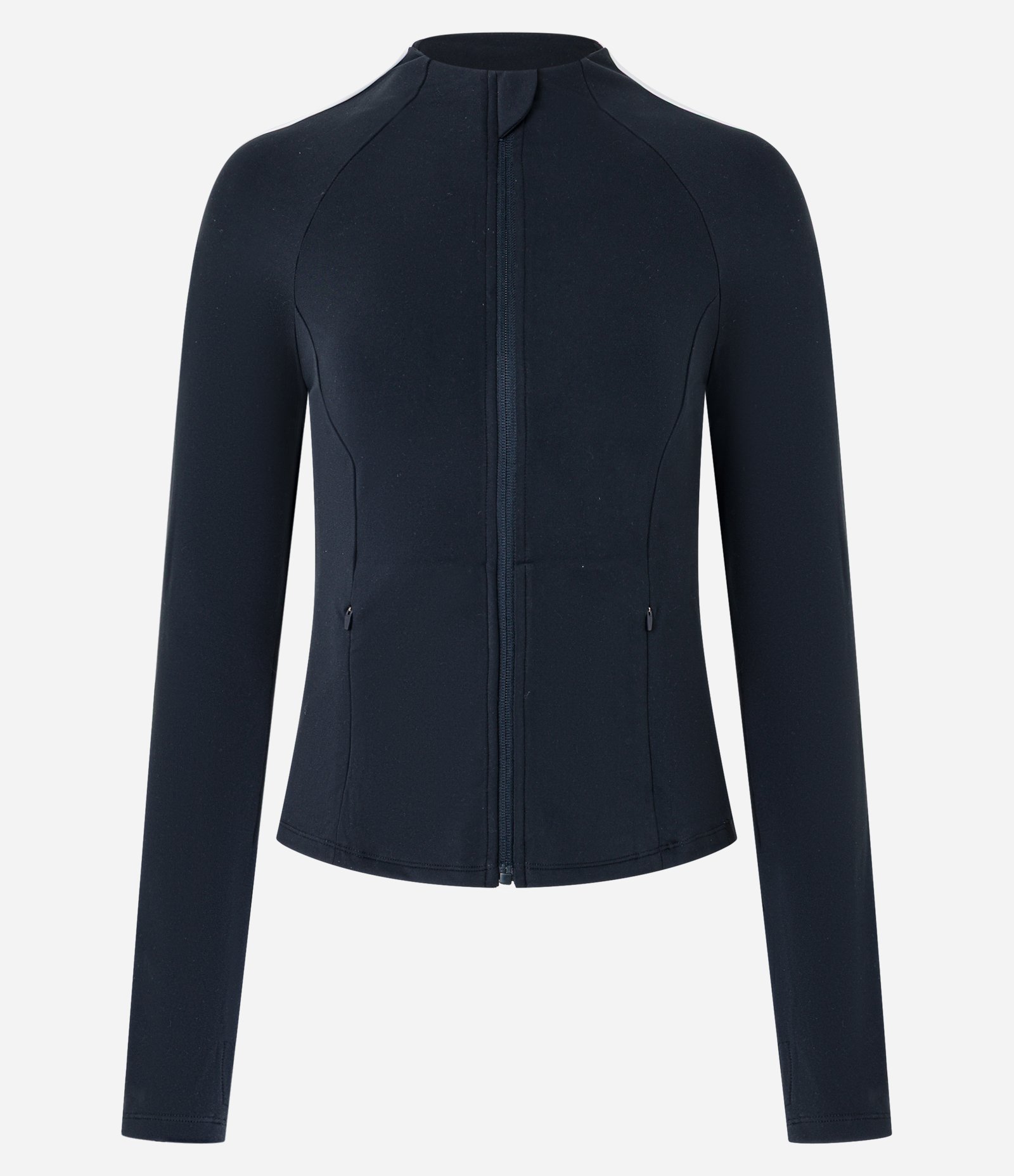 Jaqueta Esportiva Justa em Microfibra com Bolsos e Listra Contrastante Preto 6