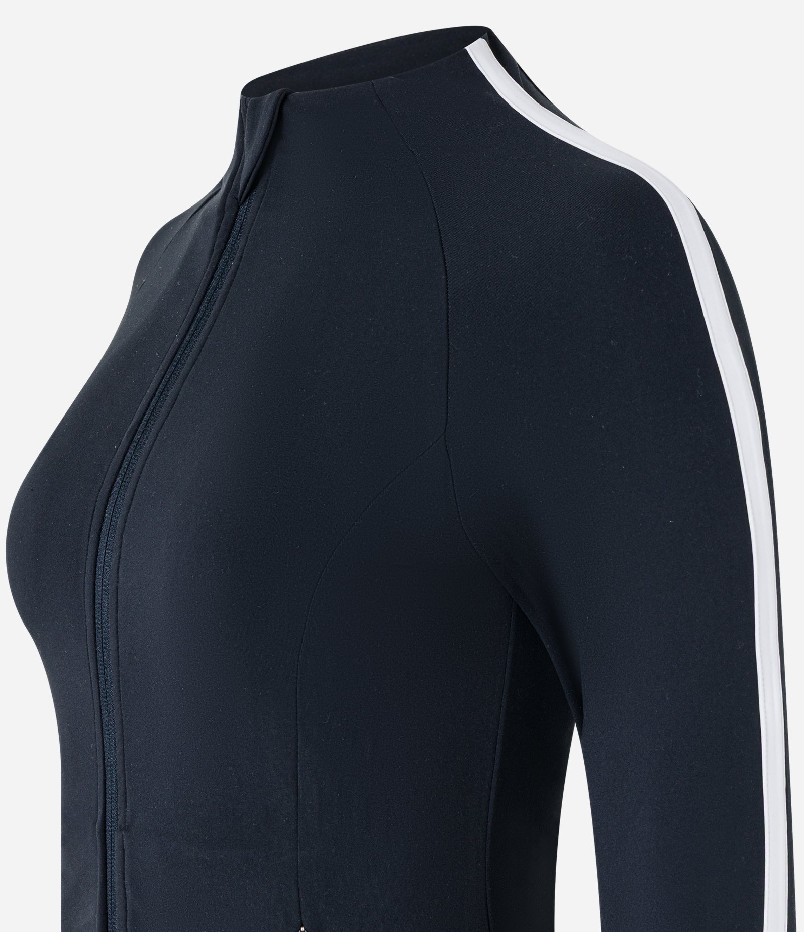 Jaqueta Esportiva Justa em Microfibra com Bolsos e Listra Contrastante Preto 7