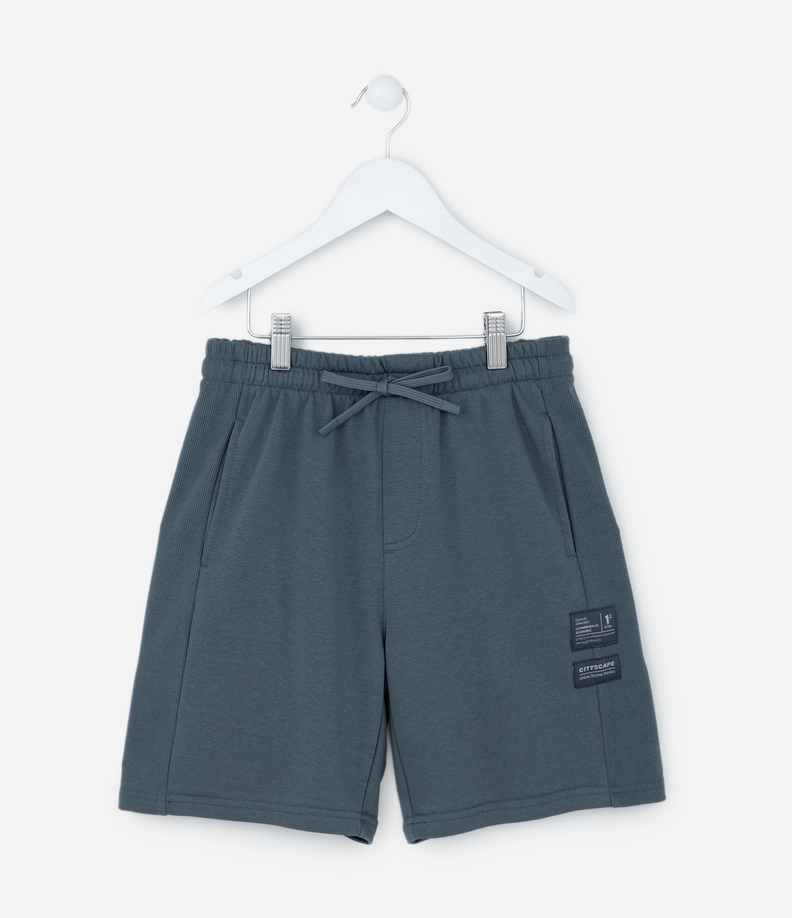 Bermuda Infantil com Etiqueta Aplicada - Tam 5 a 14 Anos Azul 1