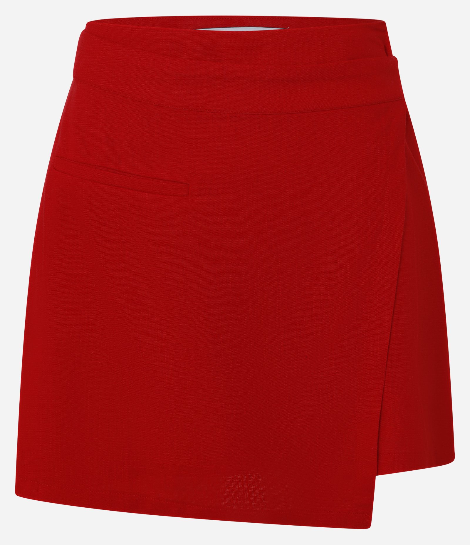 Short Saia em Viscolinho com Transpasse Envelope Vermelho 5