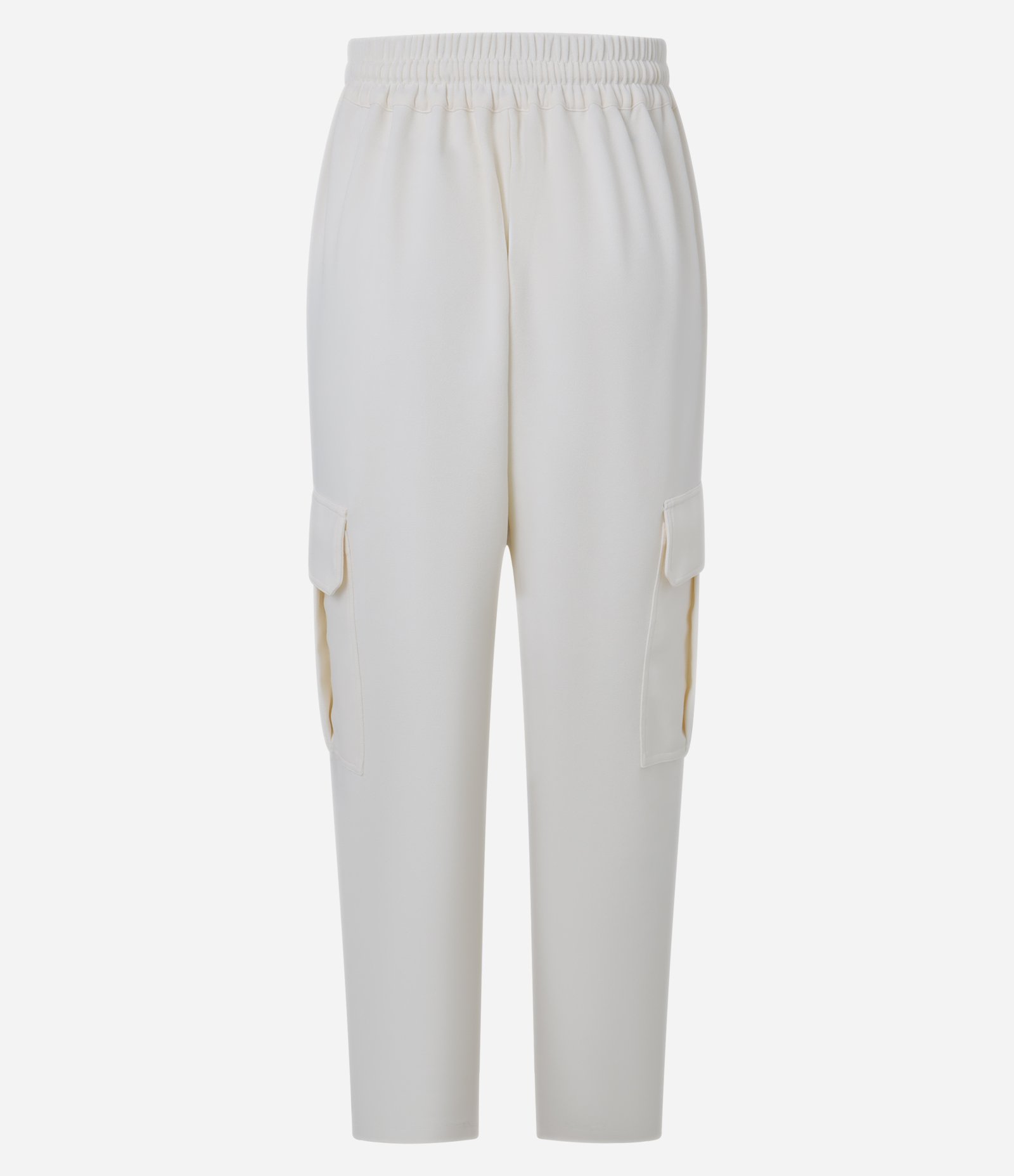 Calça Cenoura Cintura Alta em Crepe com Bolsos Cargos Off White 6