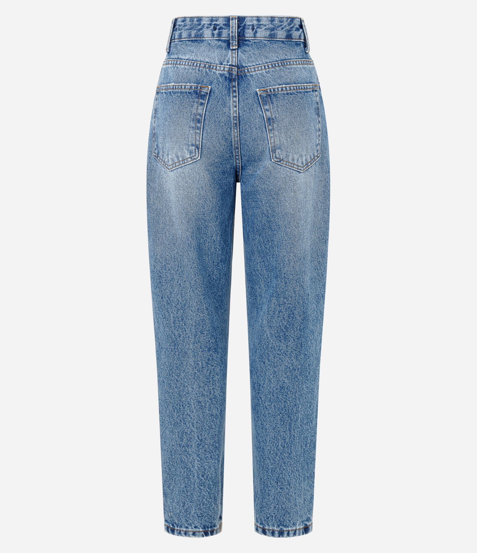 Calça Mom em Jeans com Aplicação de Brilhos Azul 7