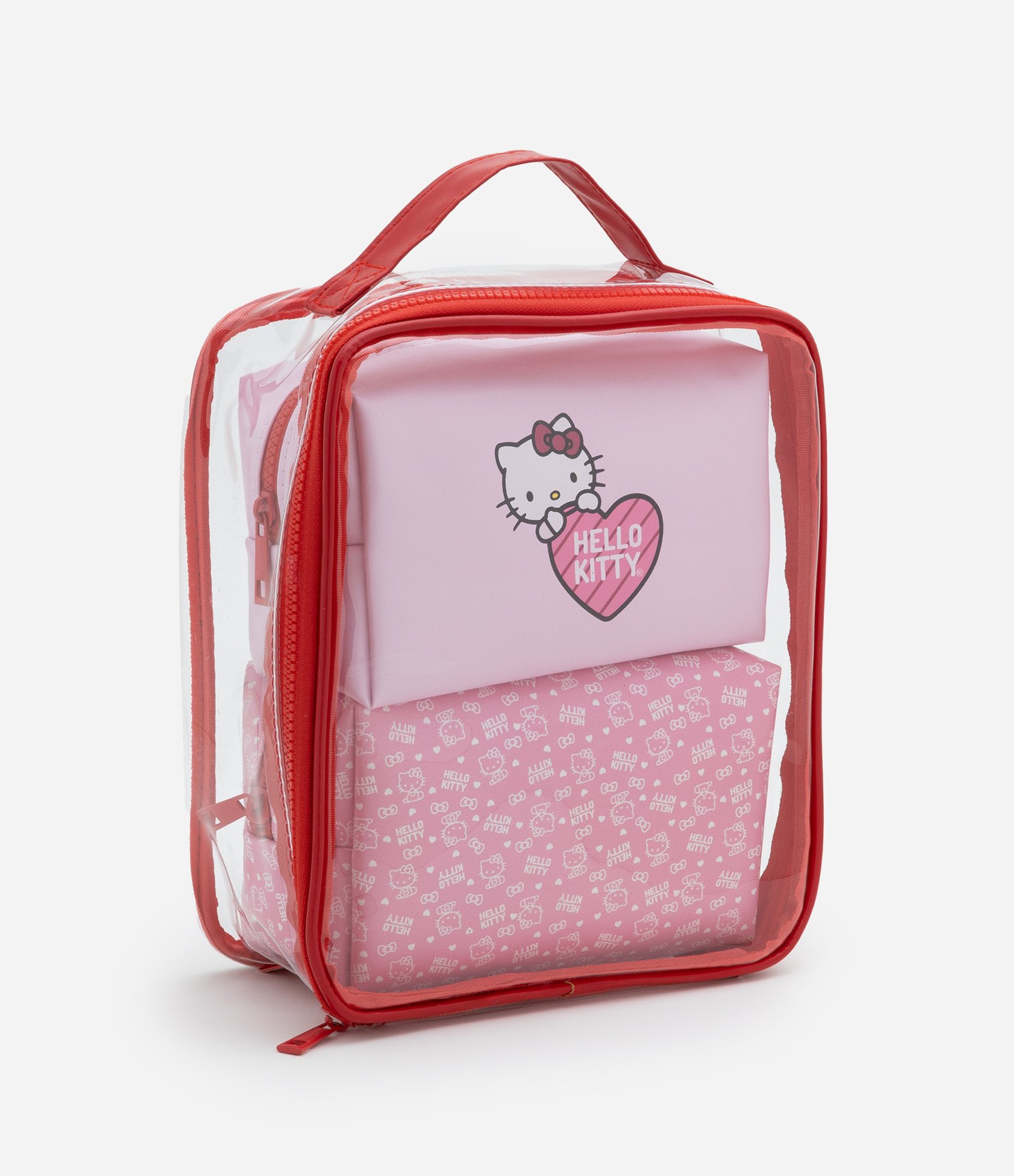 Kit 03 Nécessaire com Tamanhos Diversos e Estampa Hello Kitty Rosa 1