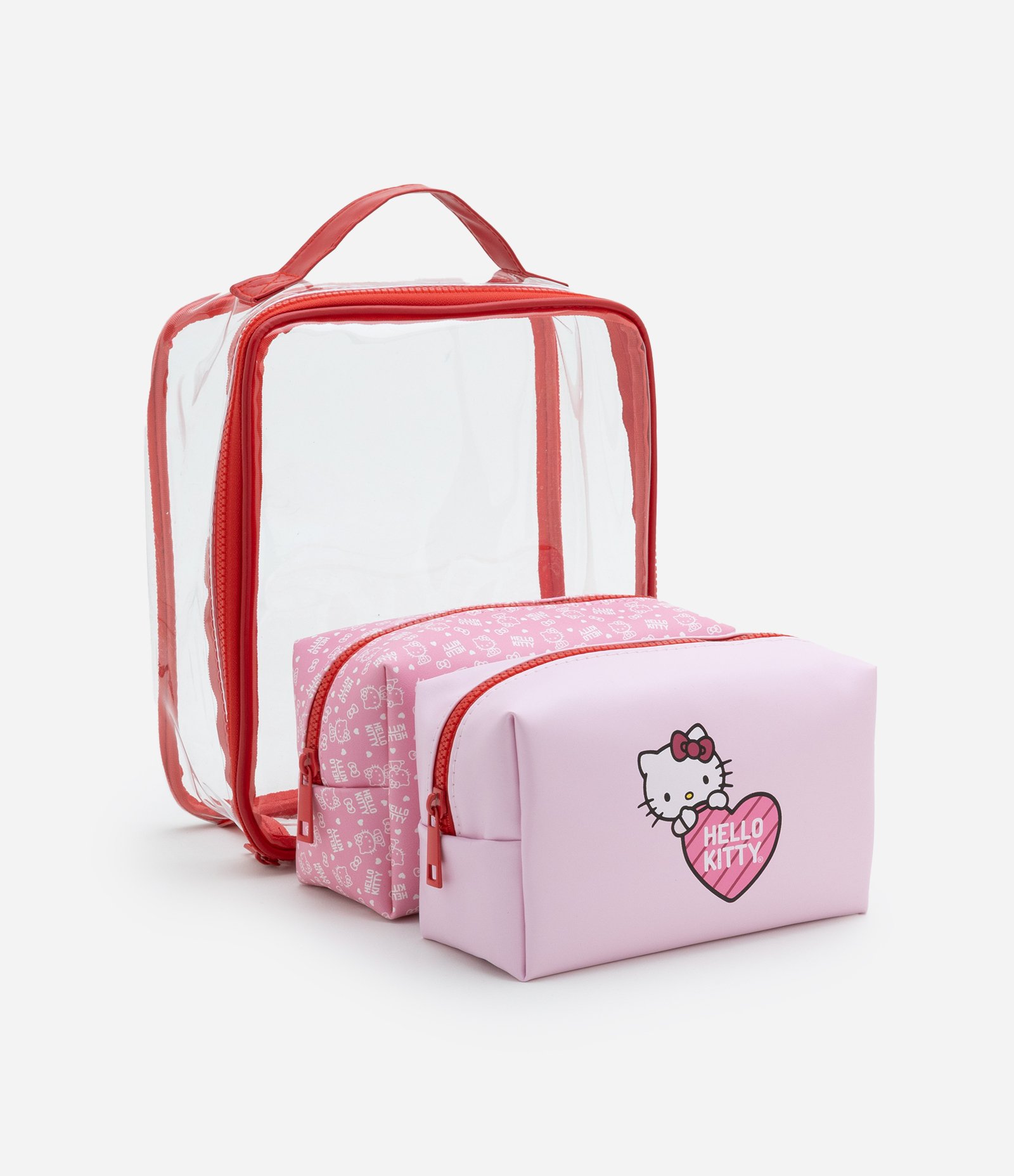 Kit 03 Nécessaire com Tamanhos Diversos e Estampa Hello Kitty Rosa 5