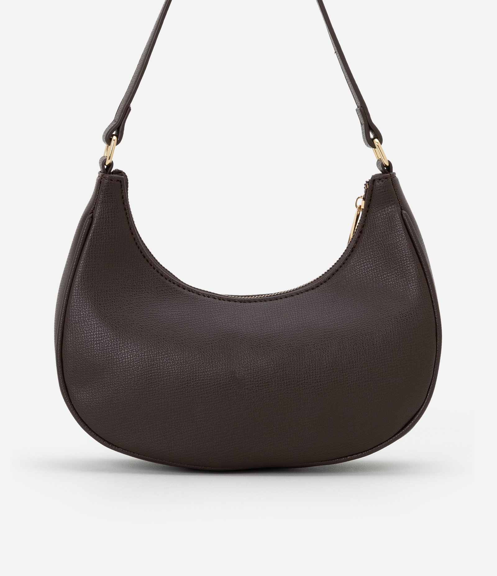 Bolsa Baguete Pequena e Estruturada com Alça de Mão Marrom Escuro 4