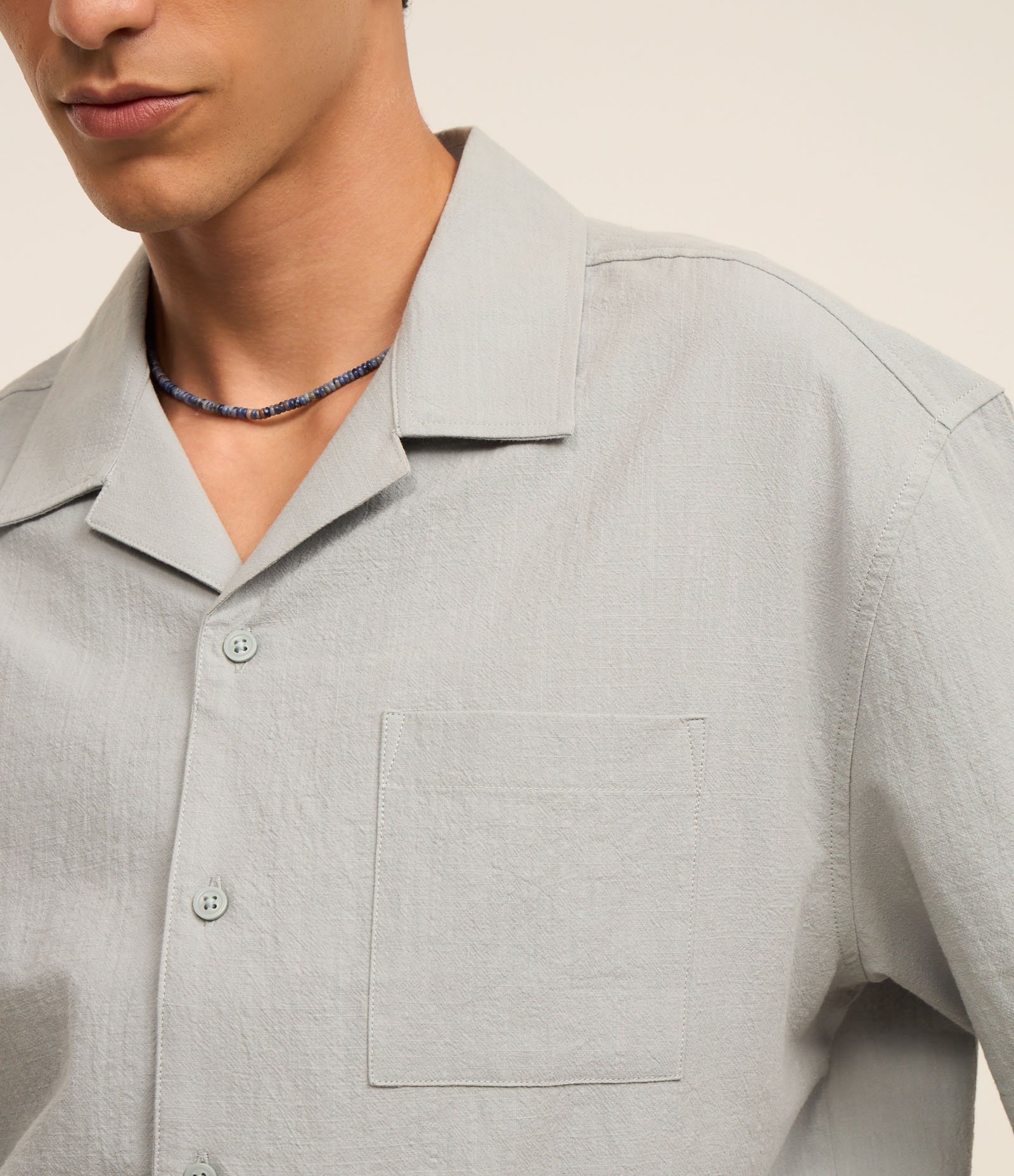 Camisa Relaxed em Tricoline com Textura Bowling Cinza 3