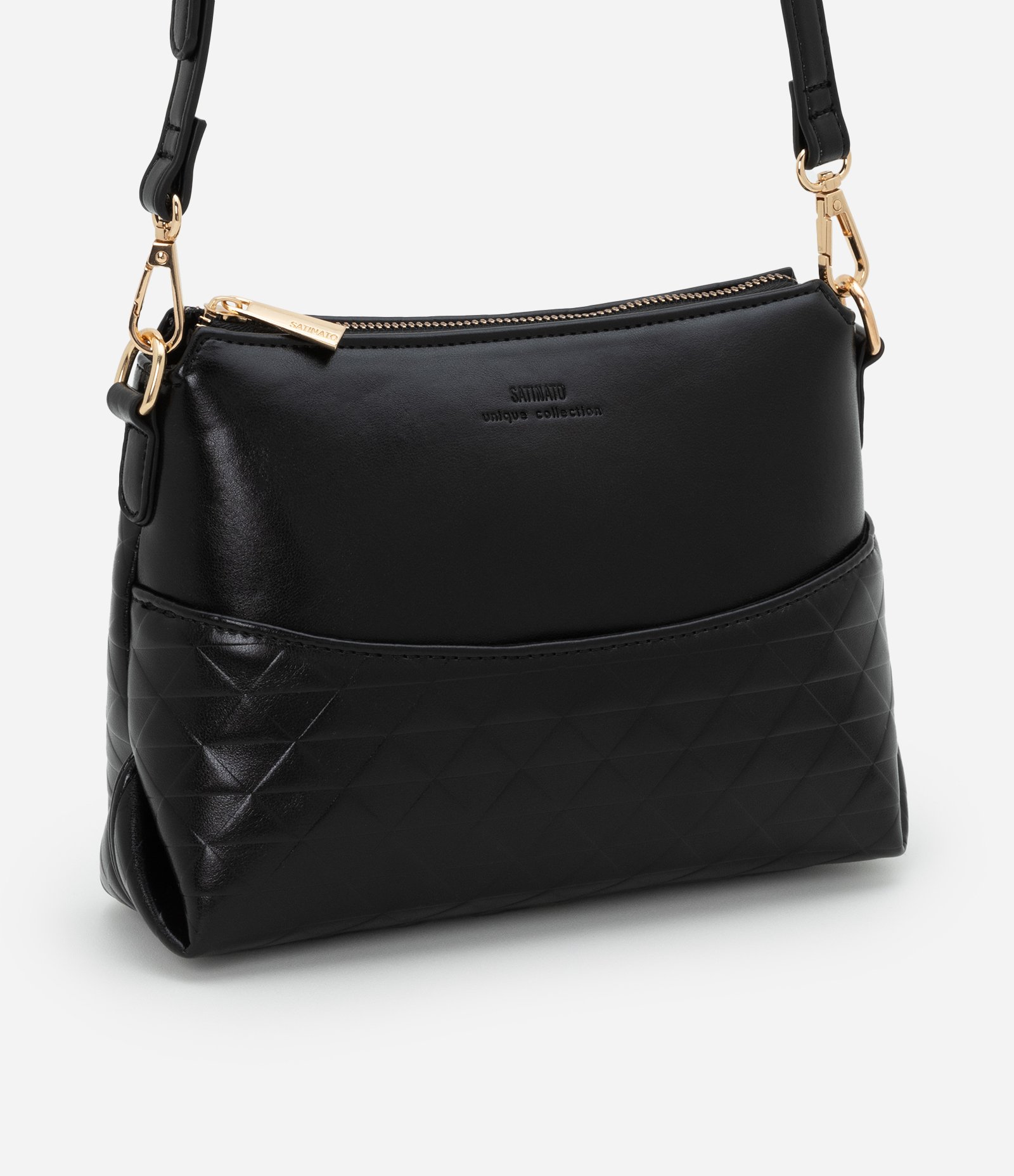 Bolsa Pequena em PU com Textura Embossed Preto 1