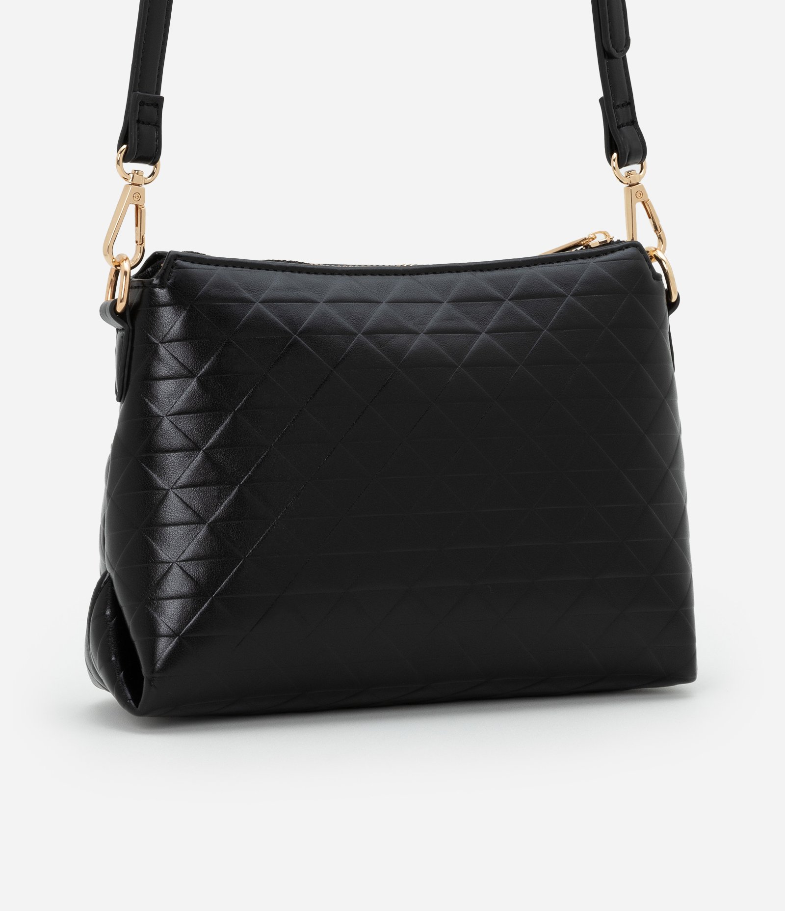Bolsa Pequena em PU com Textura Embossed Preto 3