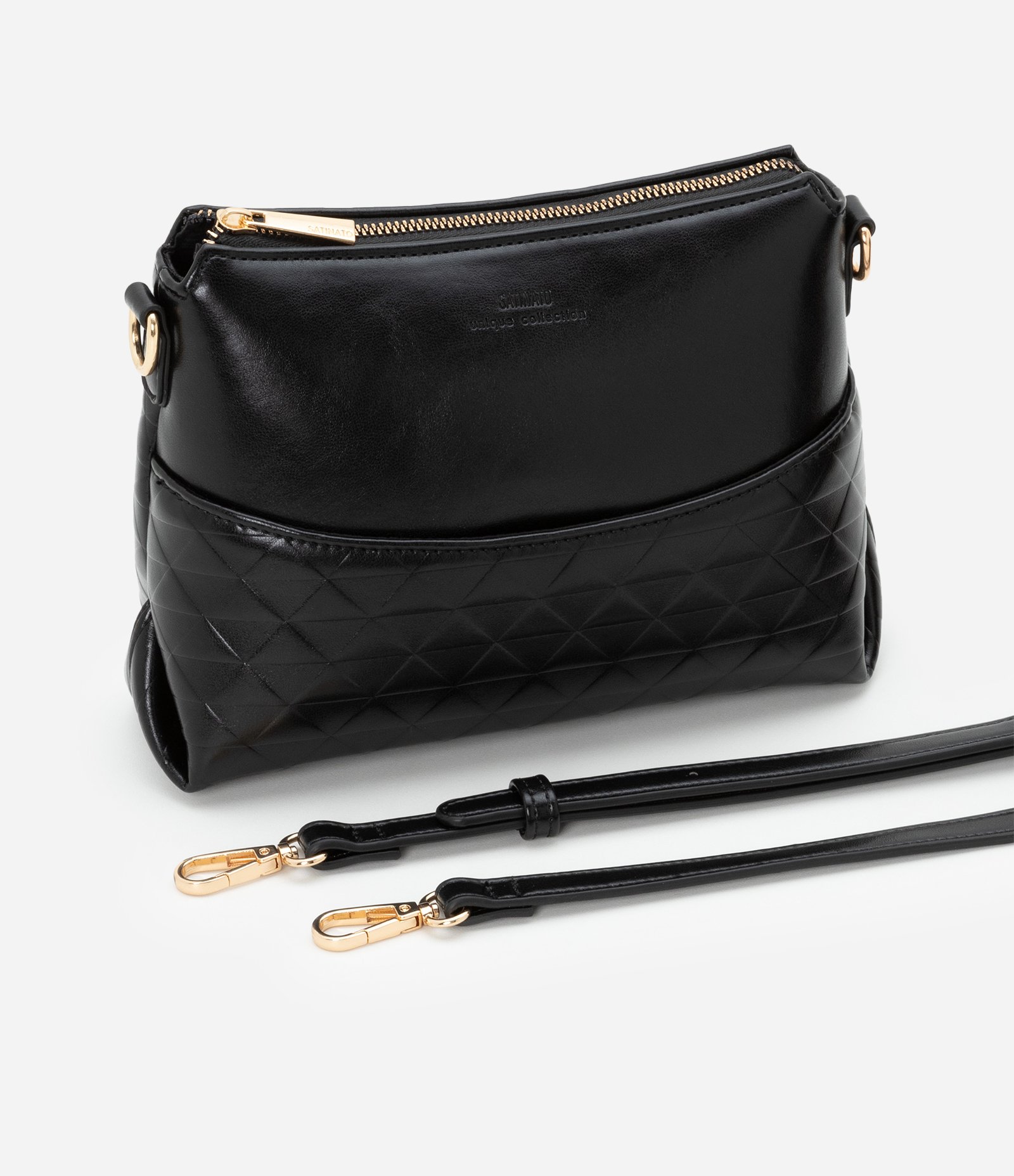 Bolsa Pequena em PU com Textura Embossed Preto 7