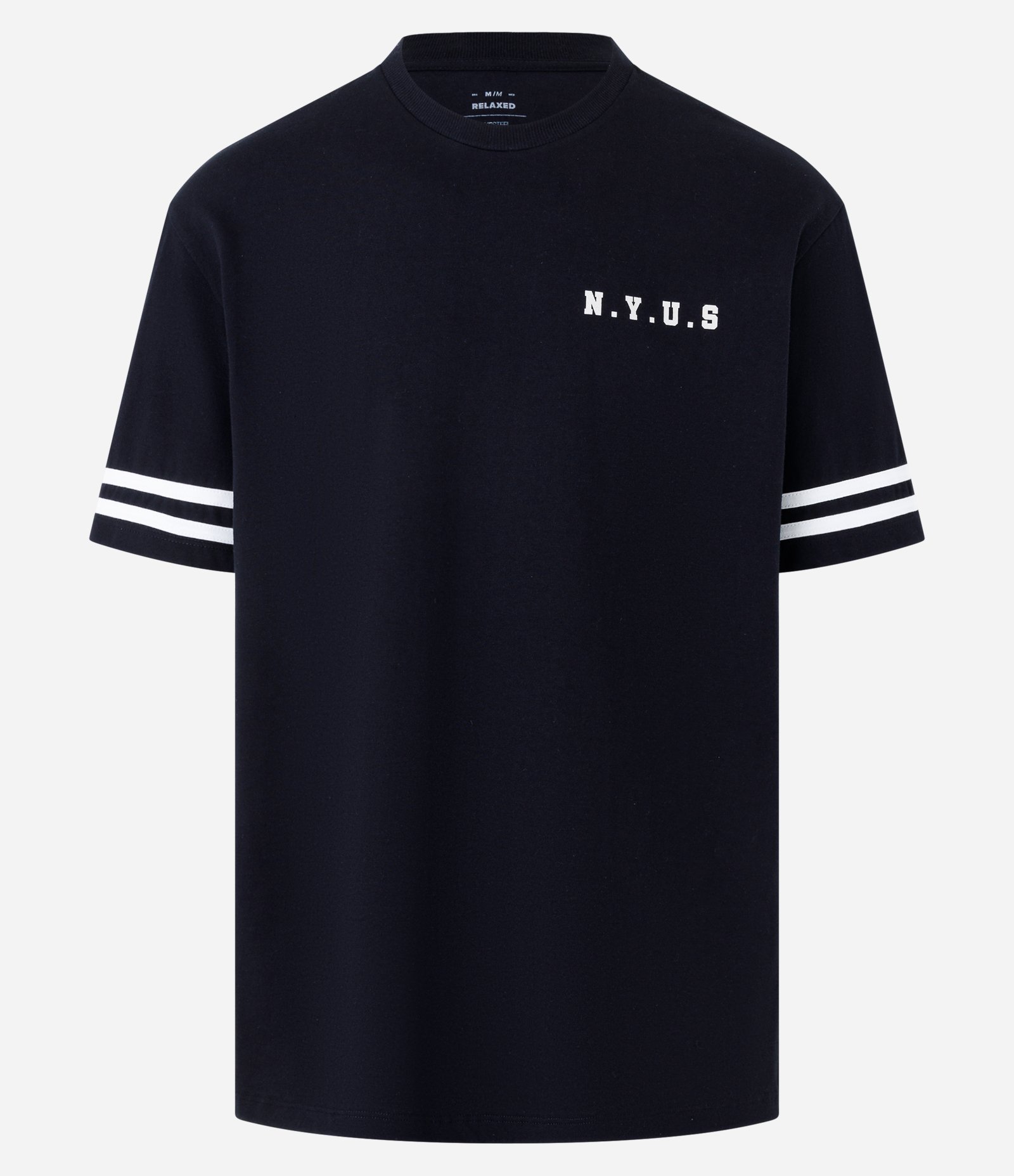 Camiseta Relaxed em Algodão com Listras e Estampa NYUS 93 5