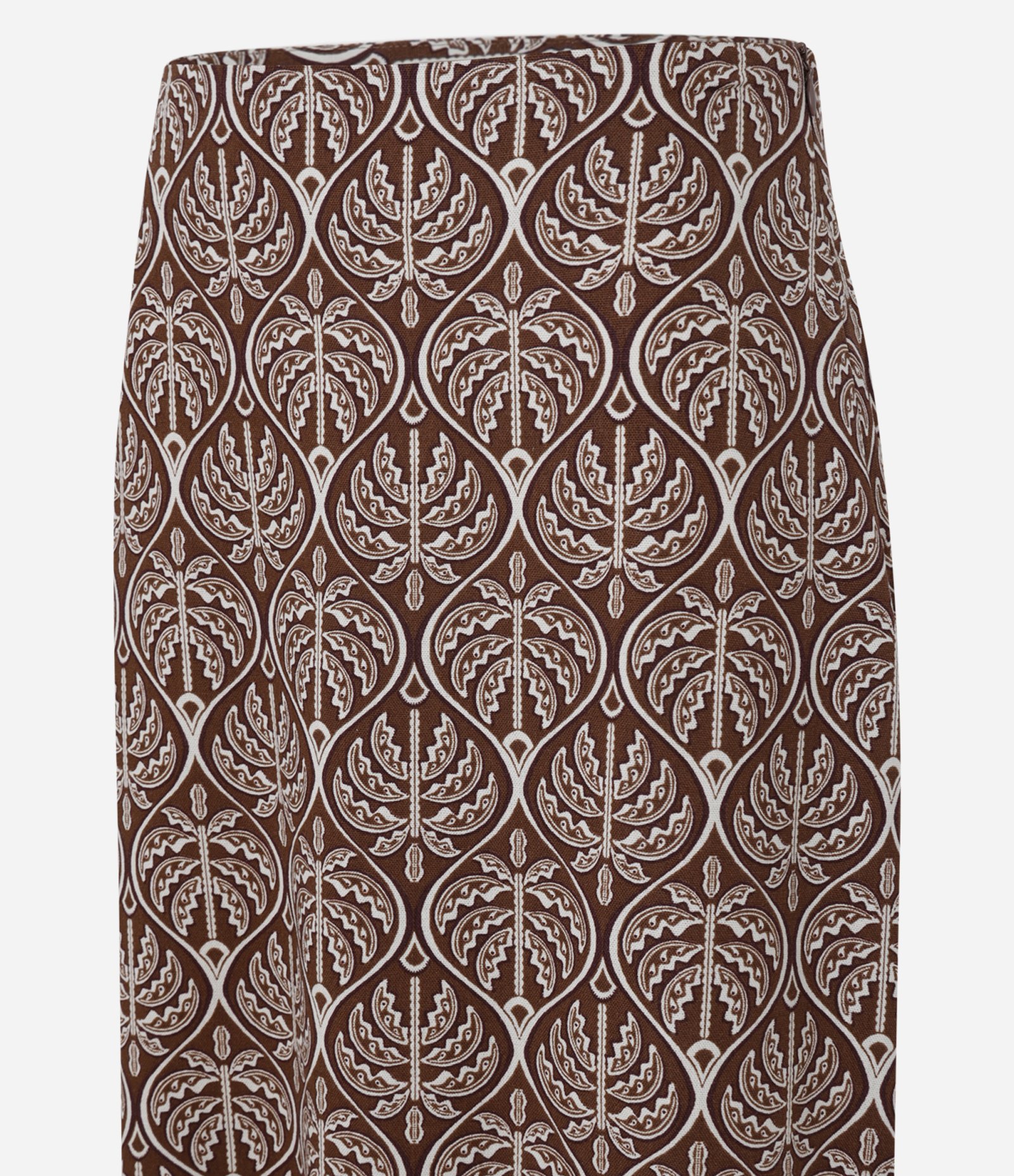 Saia New Midi em Viscose e Linho com Estampa Folhagens Marrom 2