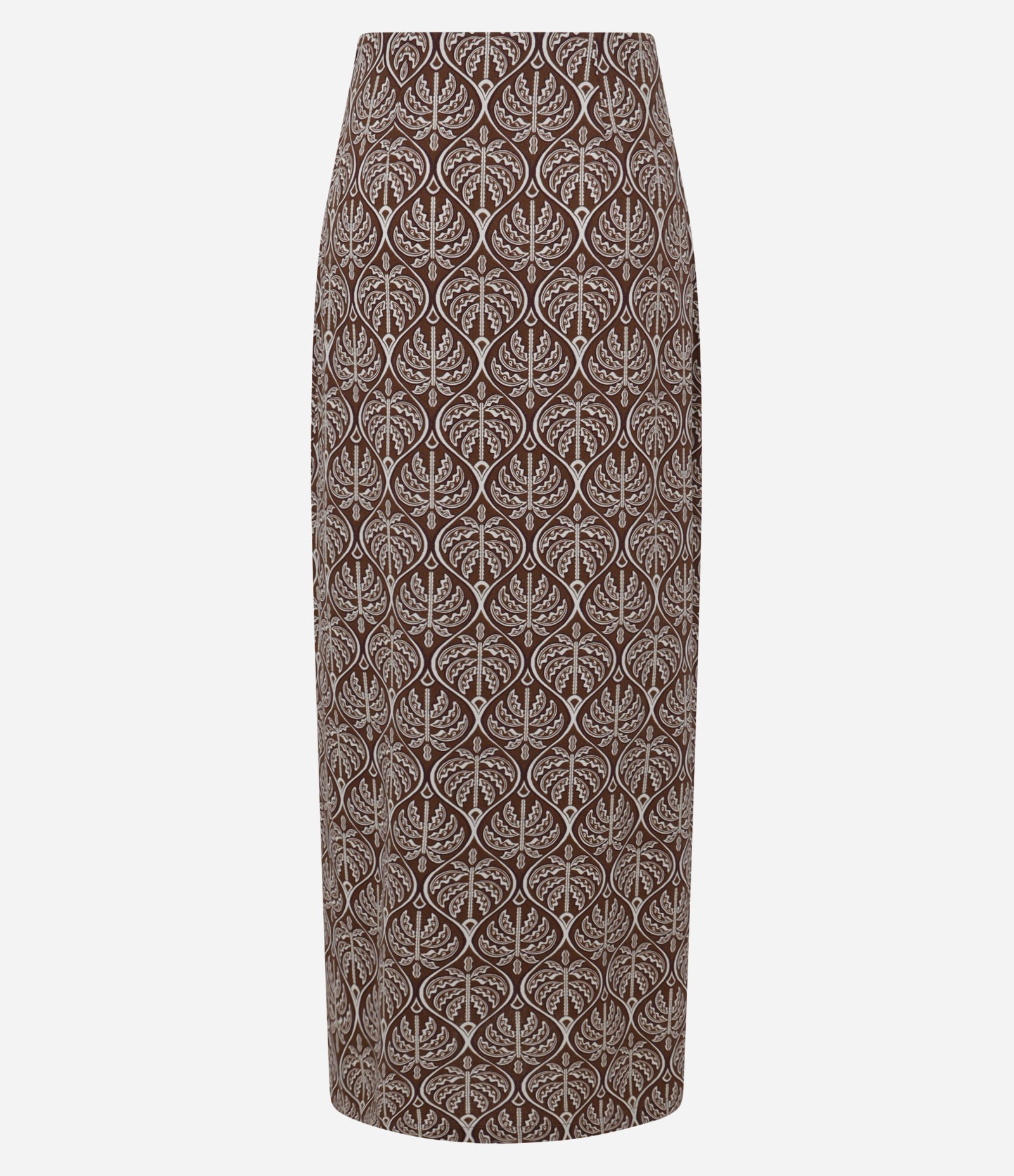 Saia New Midi em Viscose e Linho com Estampa Folhagens Marrom 3