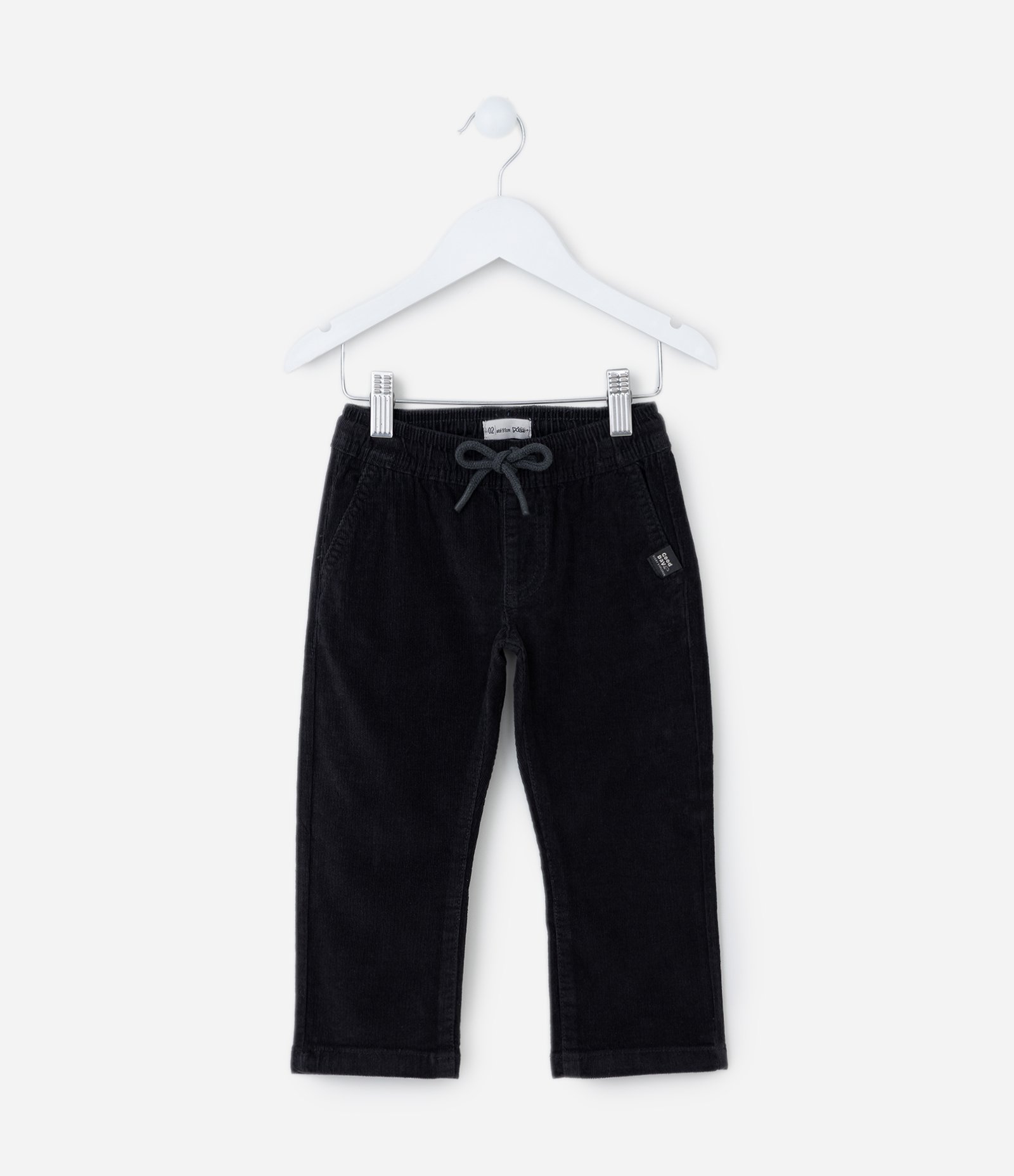 Calça Reta Infantil em Veludo com Amarração no Cós - Tam 1 a 5 anos Preto 1