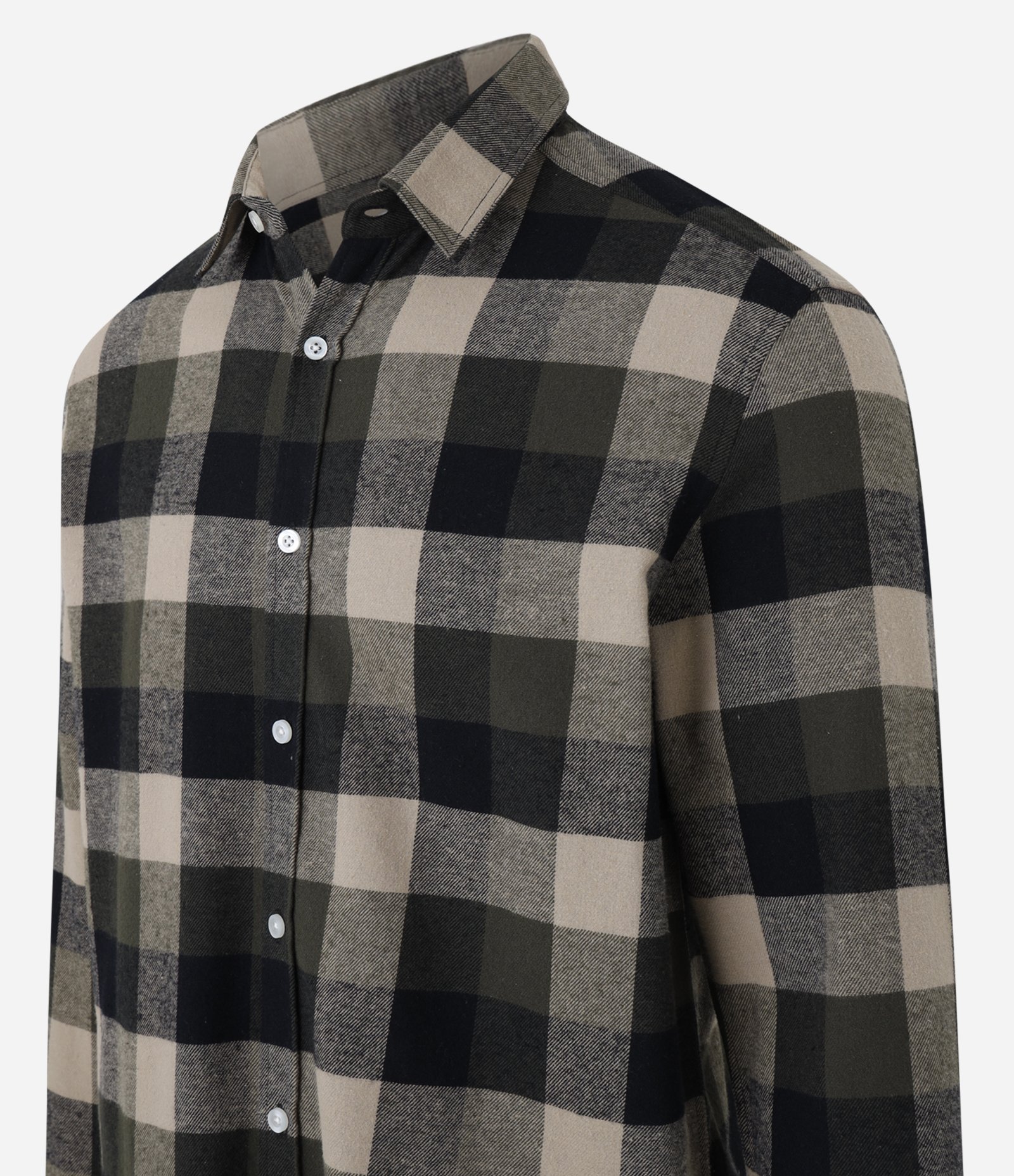 Camisa Comfort em Algodão com Estampa Xadrez e Manga Longa Verde/Cinza/Marrom 6