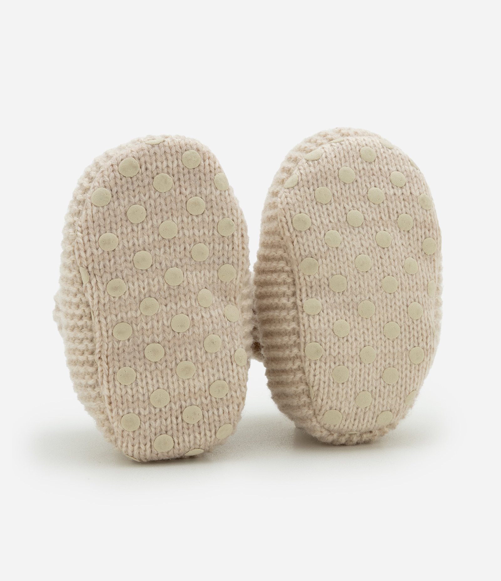 Sapato Infantil em Tricô com Bordado Carinha de Urso - Tam 0 a 12 meses Bege 4