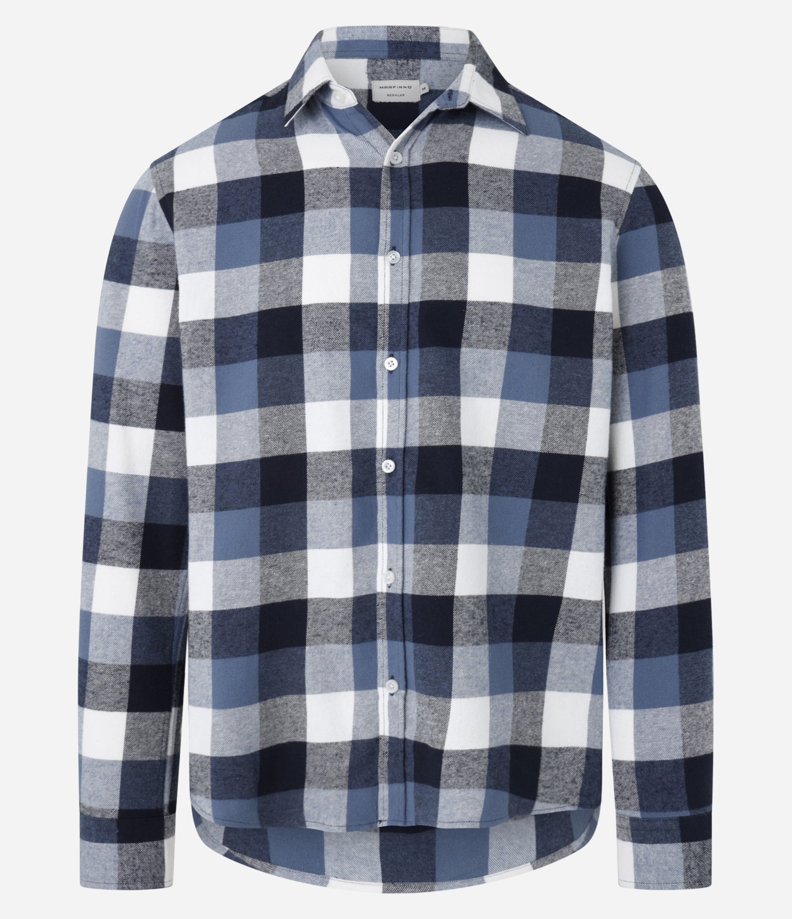 Camisa Comfort em Algodão com Estampa Xadrez e Manga Longa Azul/Cinza/Off White 5