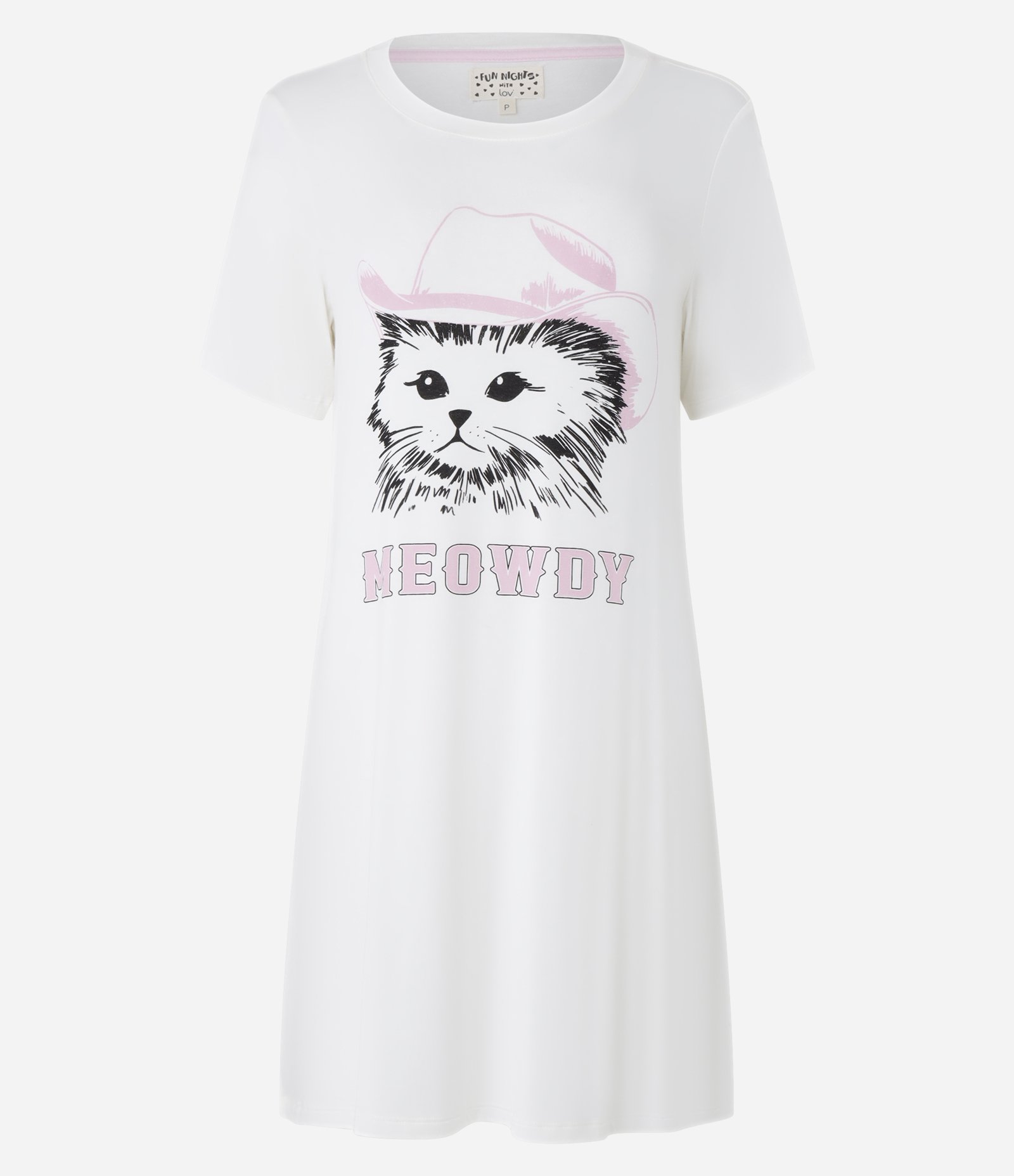 Camisola em Viscose com Estampa de Gato com Chapéu de Cawboy Branco 4