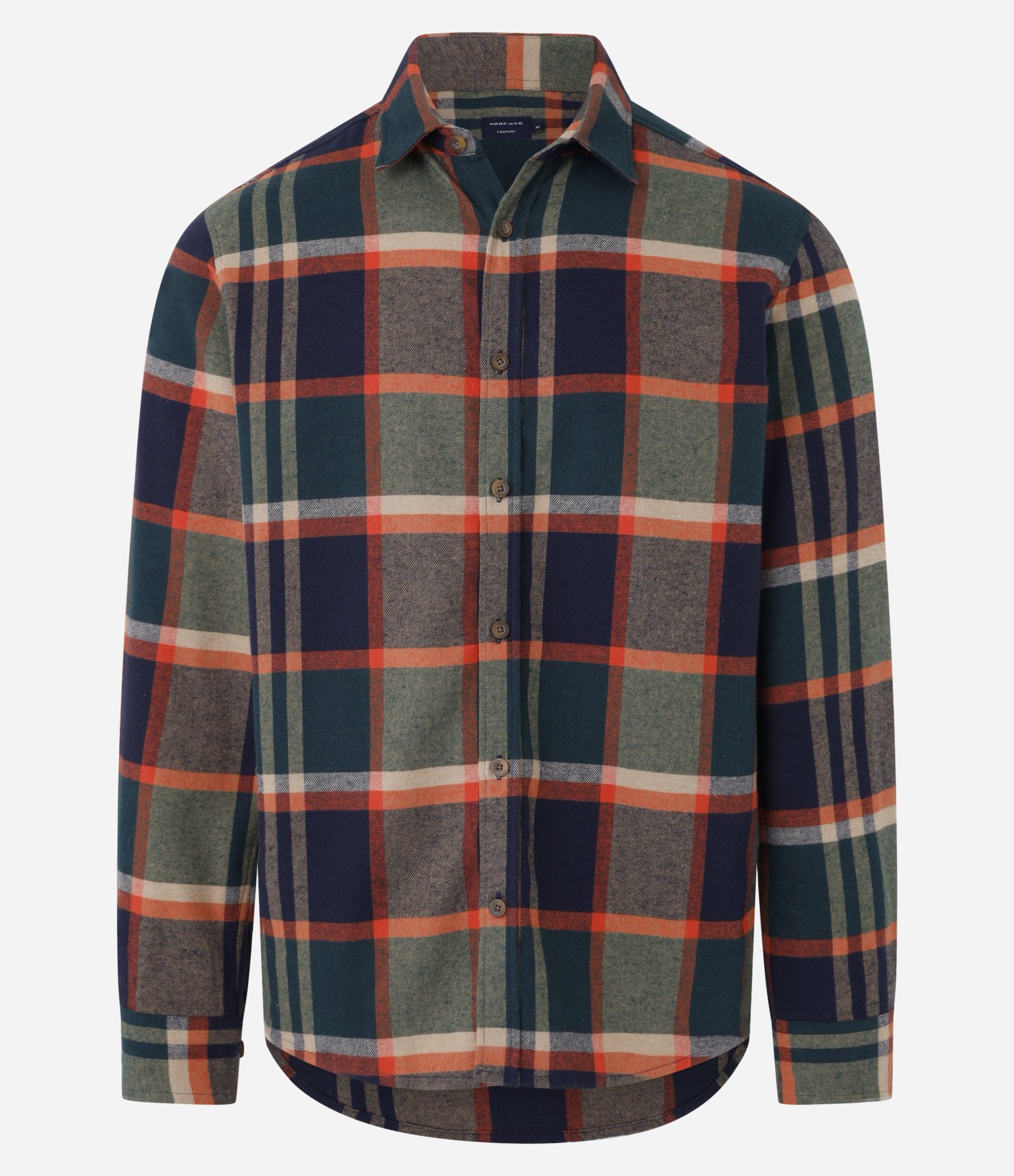 Camisa em Flanela com Estampa Xadrez Laranja/Cinza/Azul 4