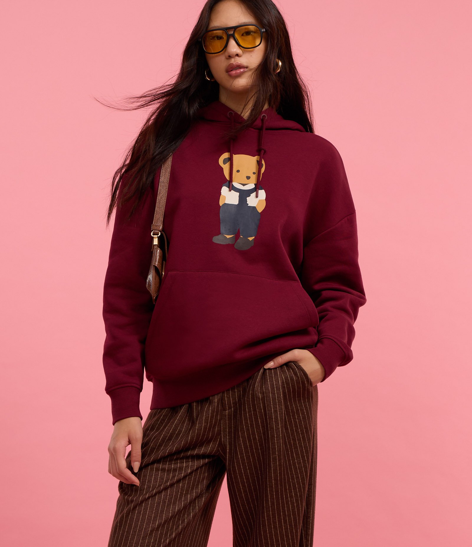 Calça Wide Leg em Moletom com Listras de Riscas de Giz Marrom 6