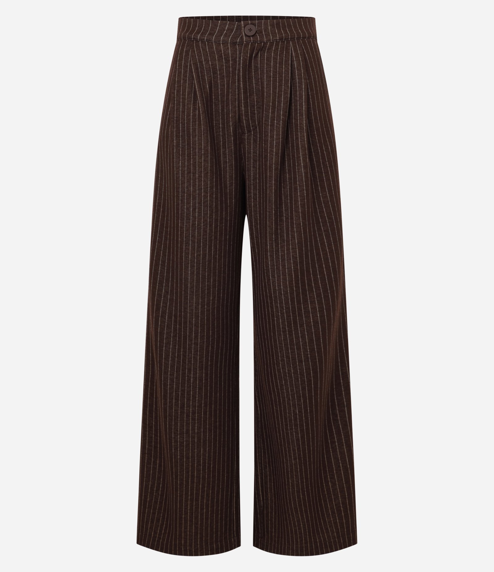 Calça Wide Leg em Moletom com Listras de Riscas de Giz Marrom 7