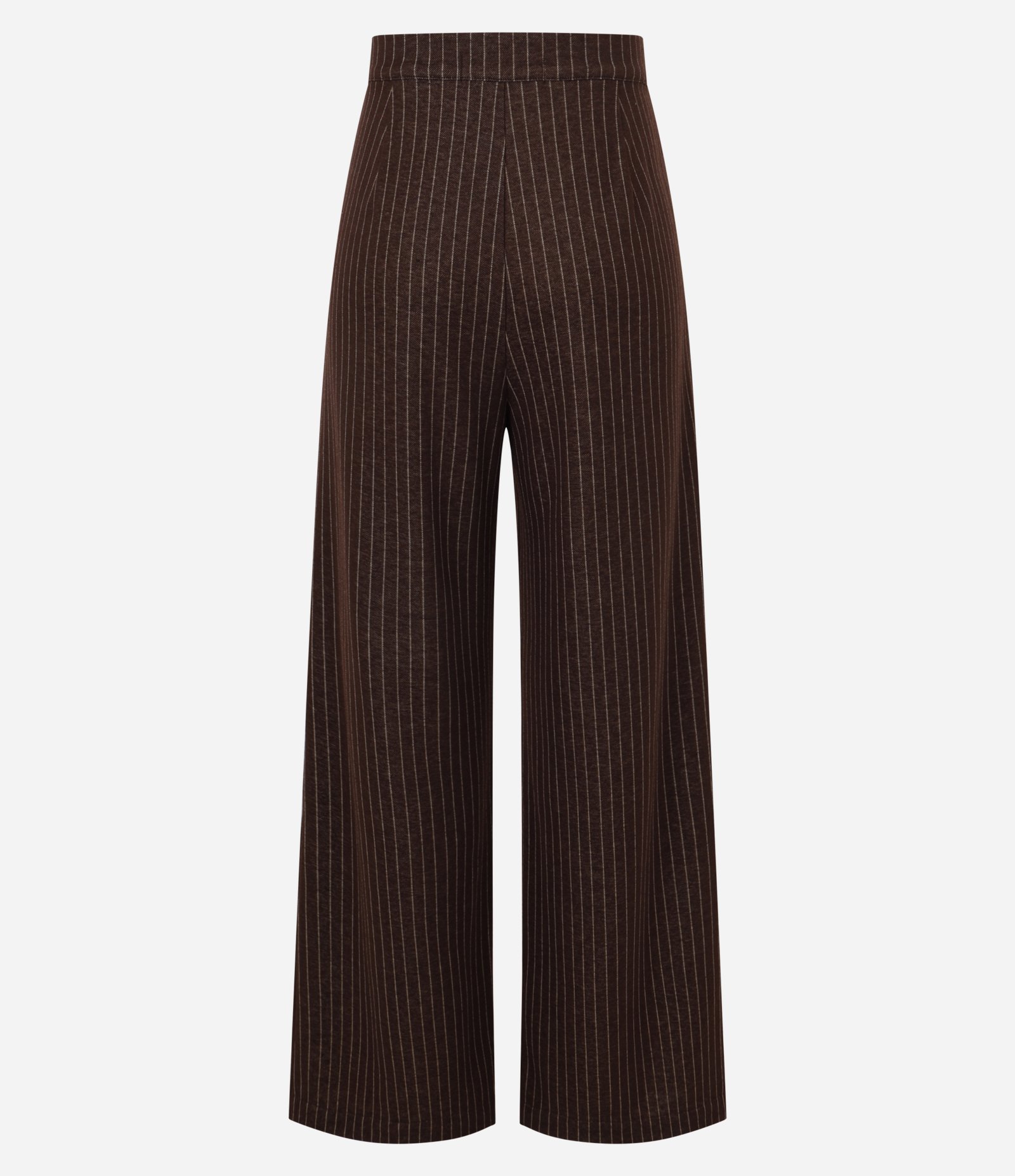 Calça Wide Leg em Moletom com Listras de Riscas de Giz Marrom 8