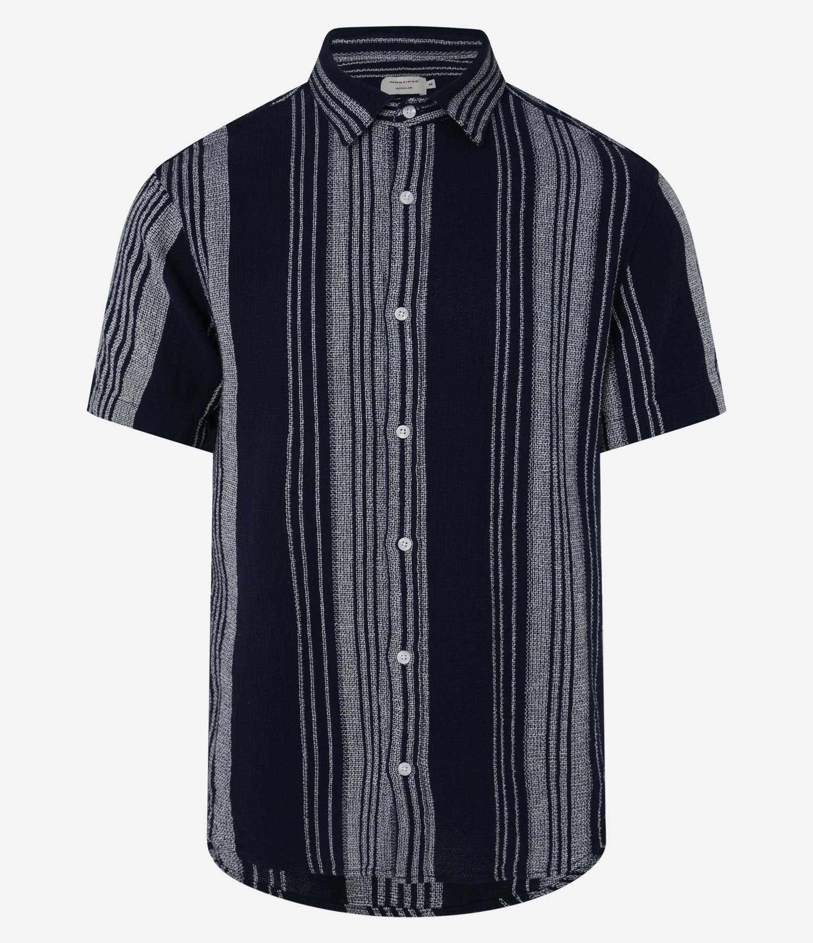 Camisa em Algodão com Textura e Listras Diversas Preto 1