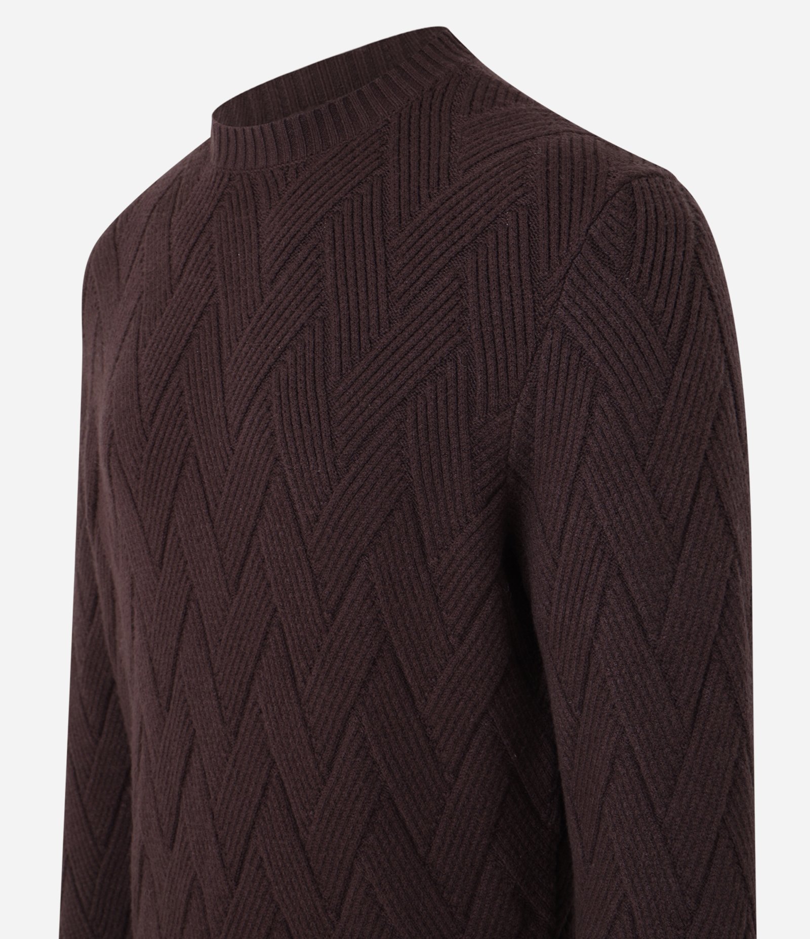 Suéter em Tricô com Textura Trançada Vinho 5