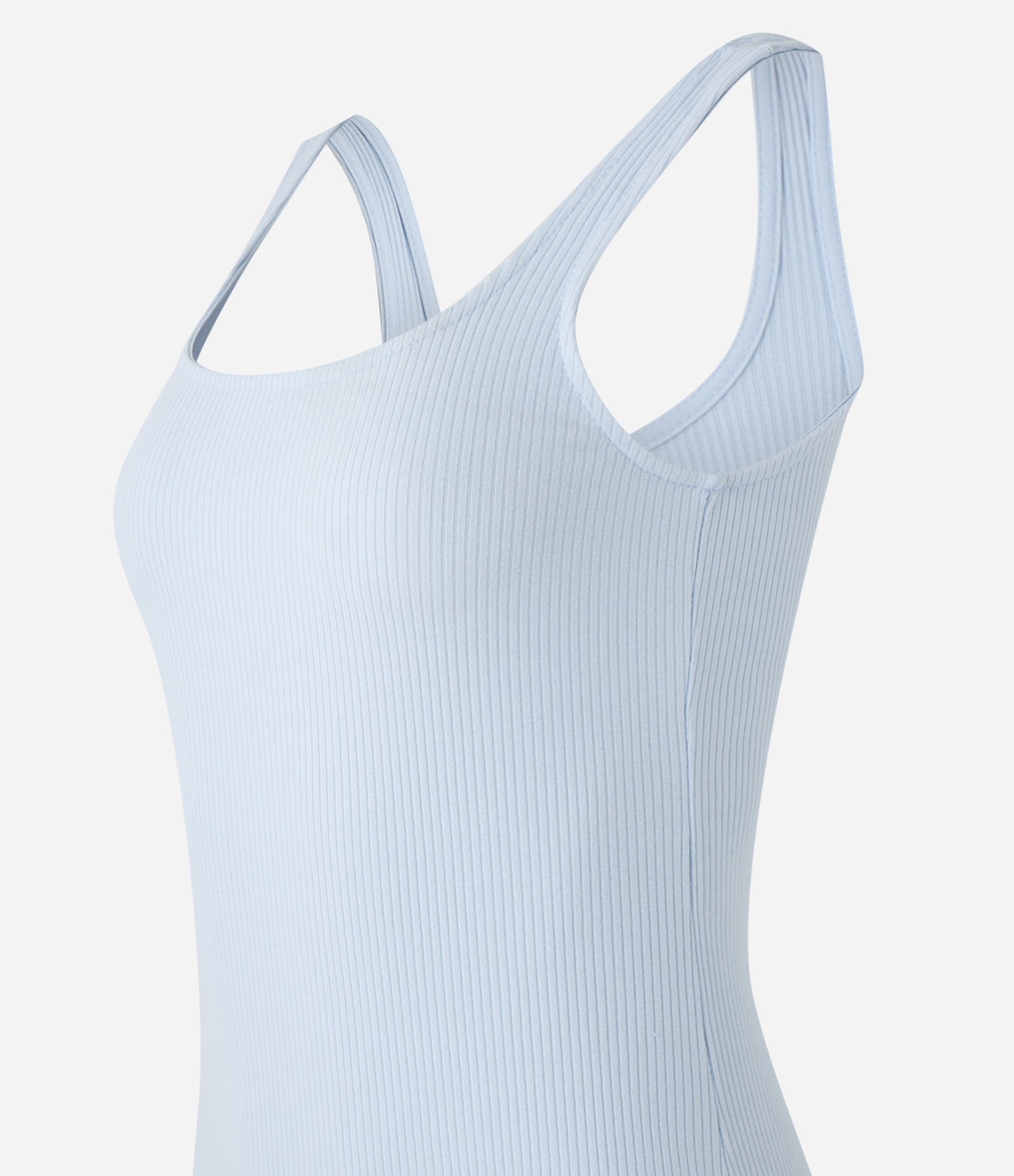 Vestido Midi Básico com Decote Quadrado Azul Claro 5