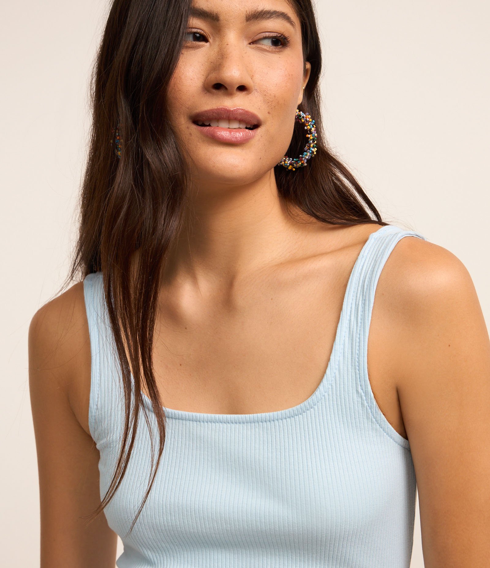 Vestido Midi Básico com Decote Quadrado Azul Claro 3