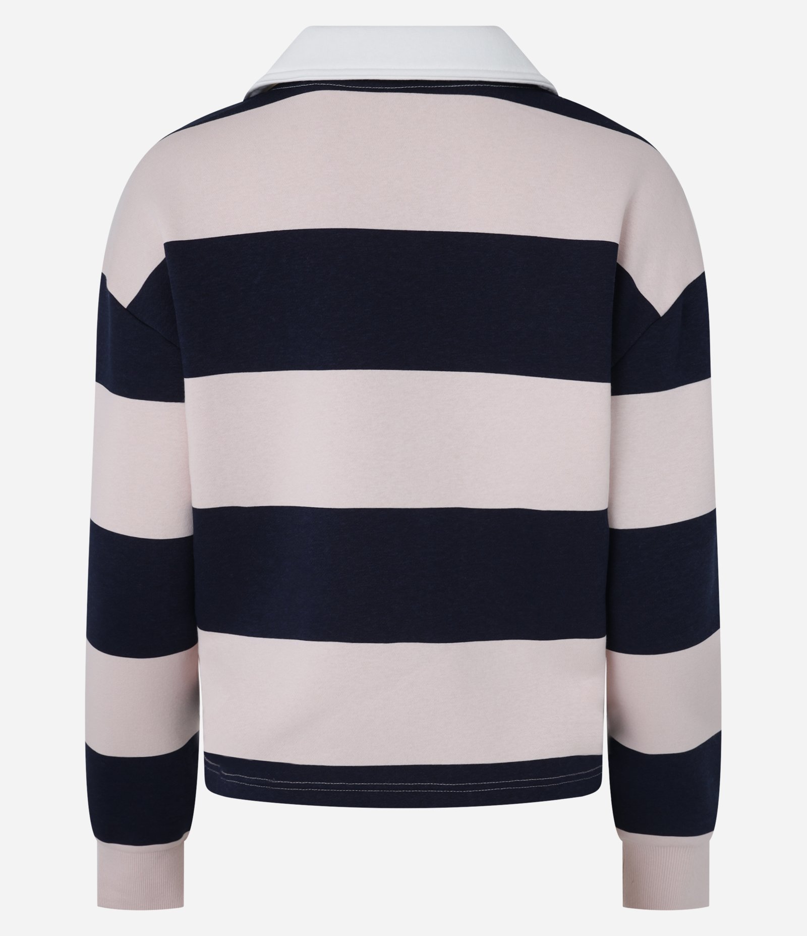 Suéter Slim em Moletom com Listras Largas Rosa 6