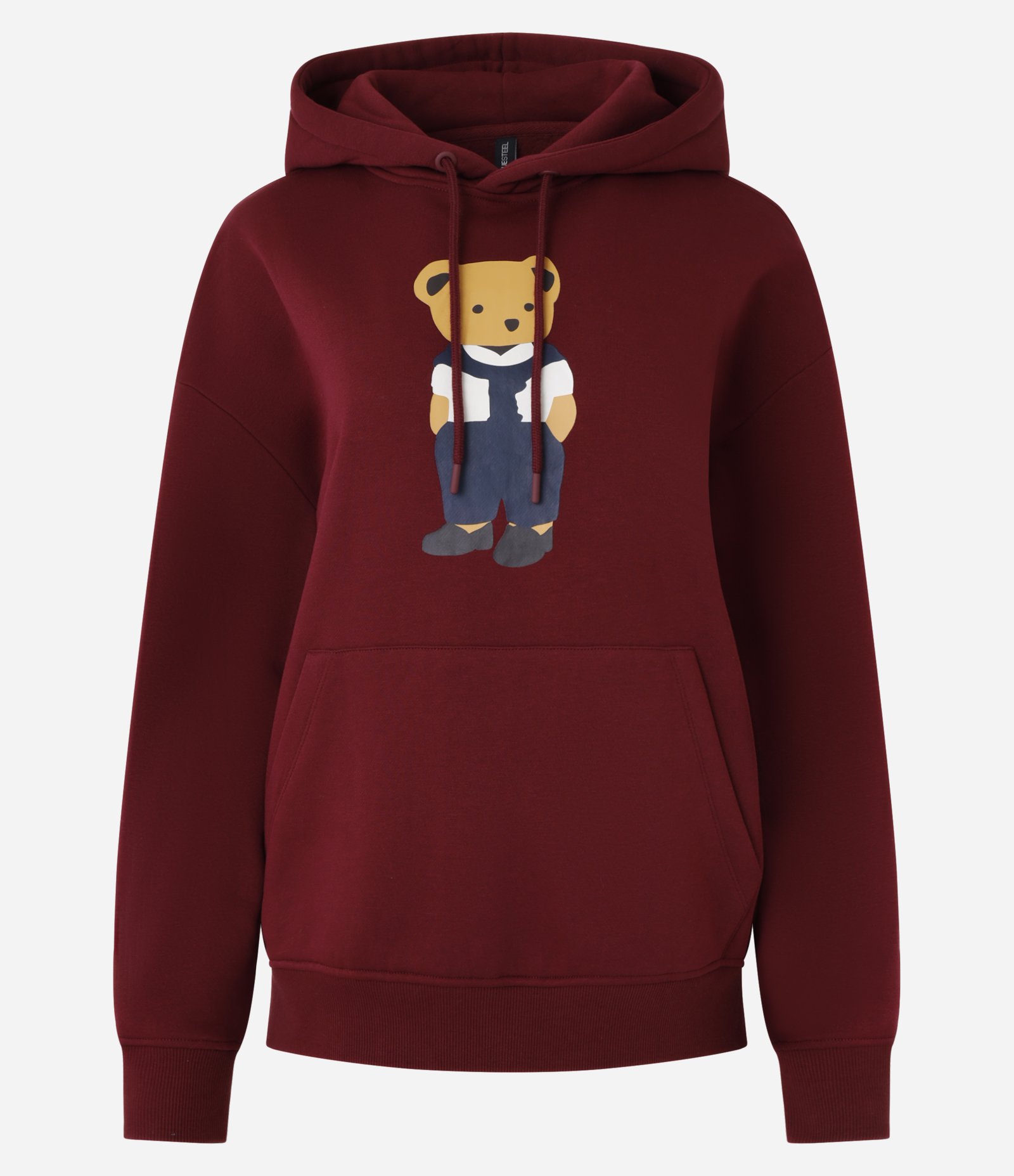 Moletom com Forro Fleece e Estampa de Ursinho com Bolso Canguru Bordô 6