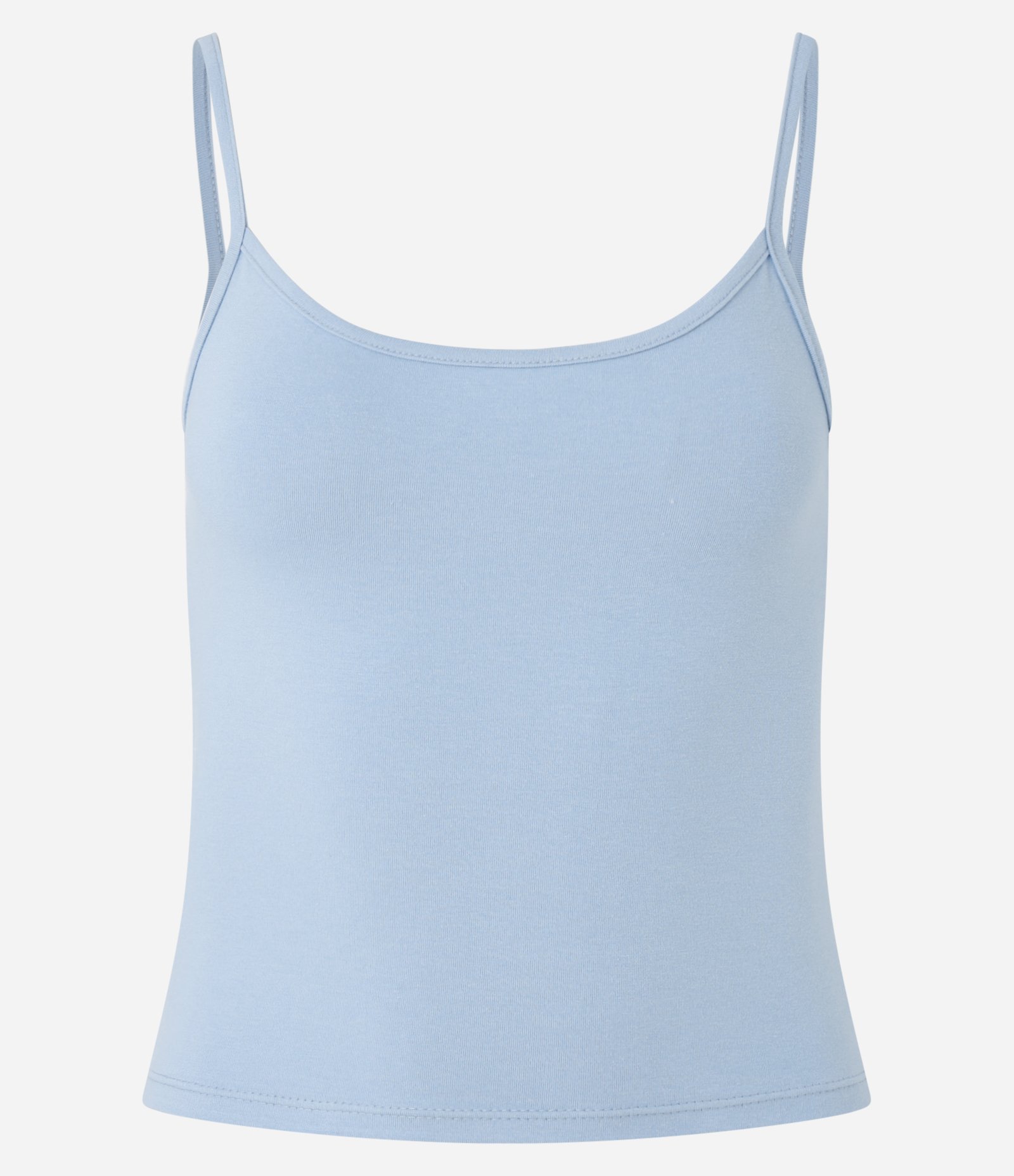 Blusa Cropped em Algodão com Alça Fina Azul 5