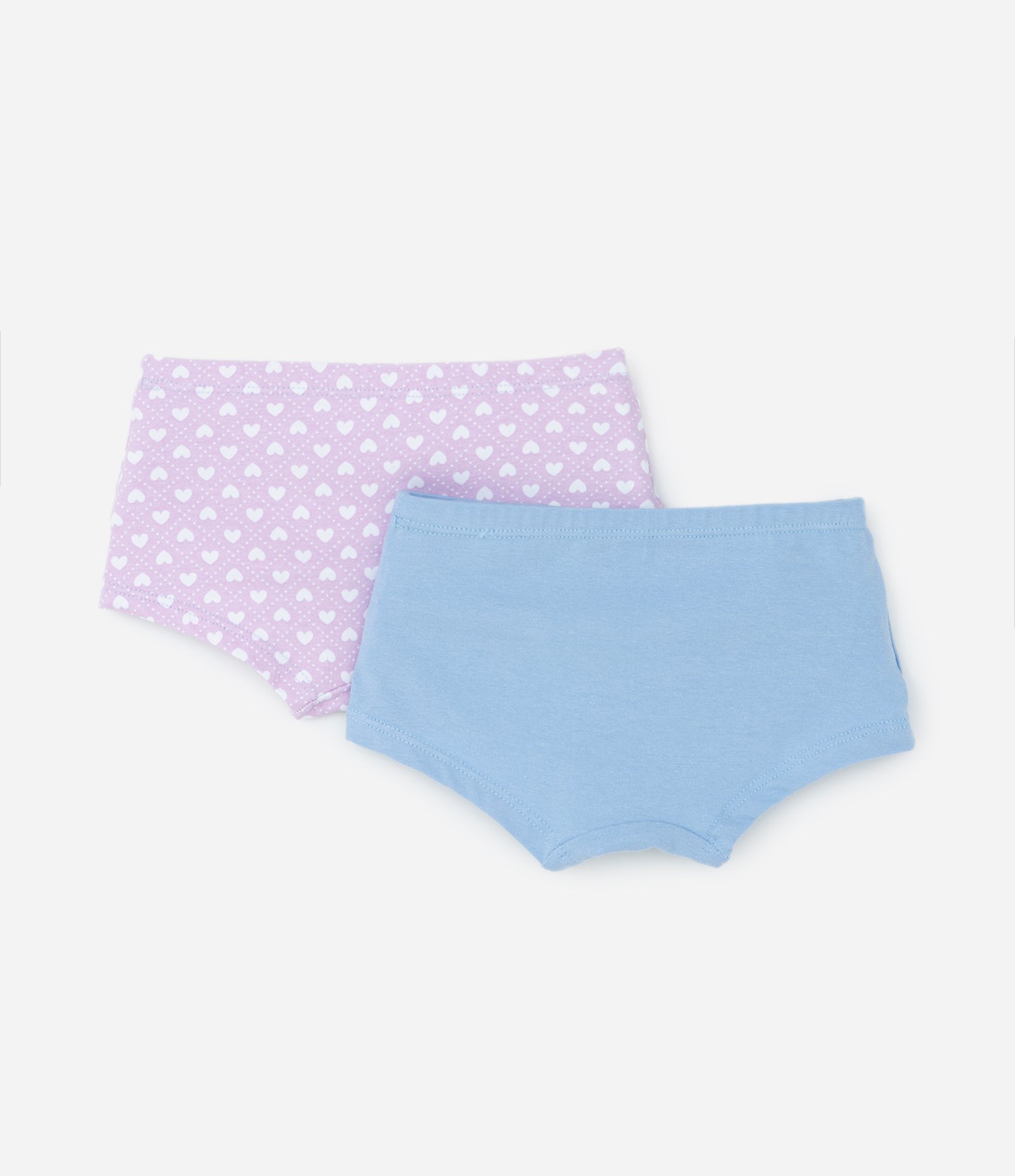 Kit 02 Calcinhas Boxer Infantil com Estampa Corações - Tam 4 a 12 Anos Azul/Rosa 2