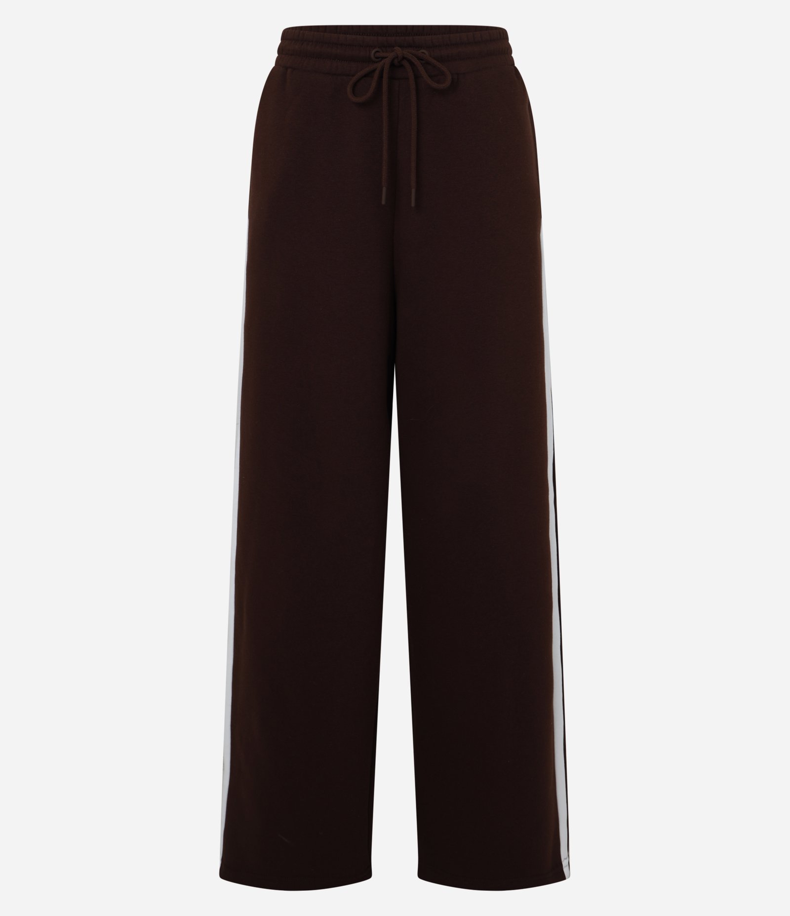 Calça Reta em Moletom com Forro Fleece e Listra Lateral Marrom 6