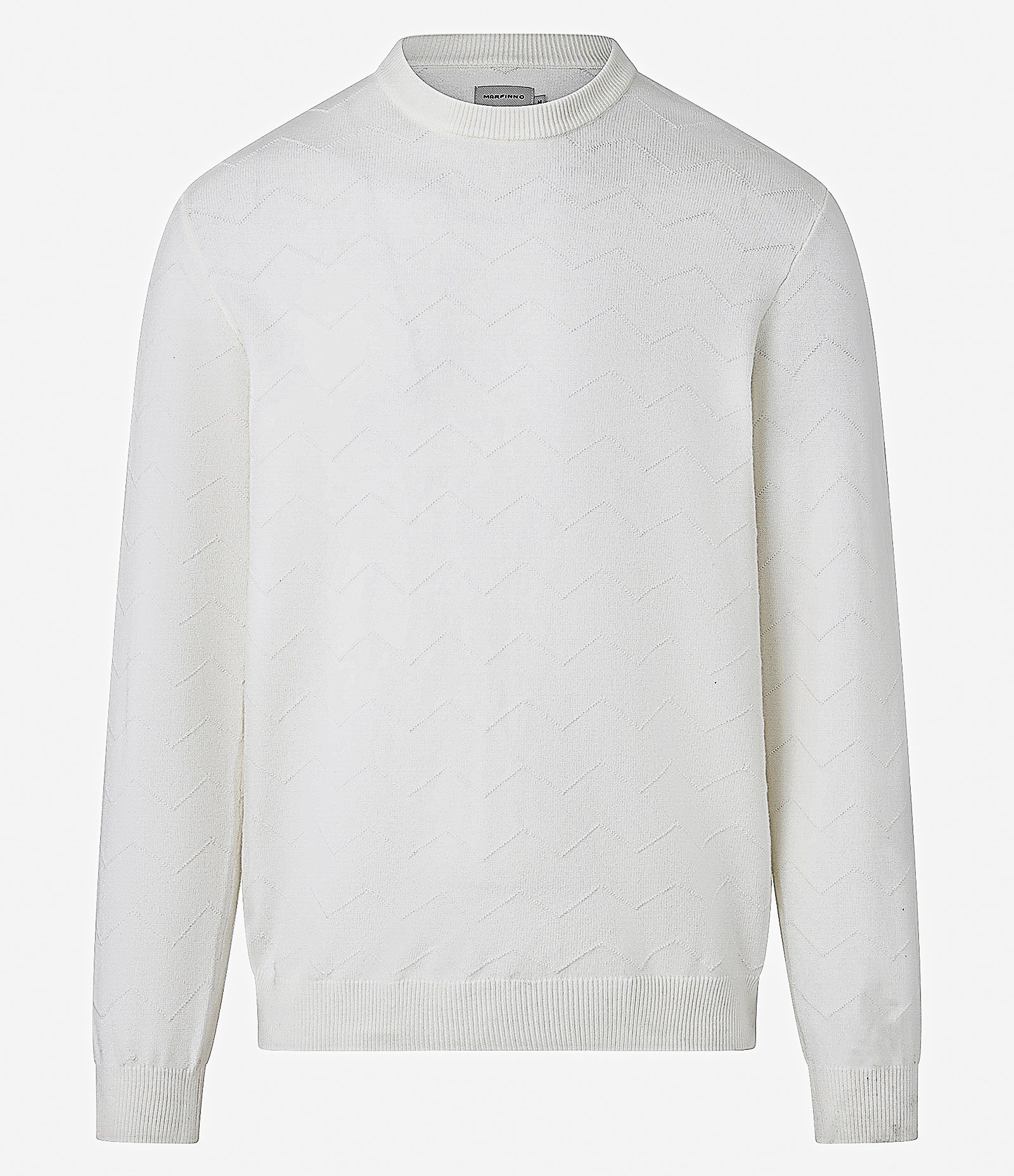 Suéter em Tricô com Textura Zig Zag Branco 1