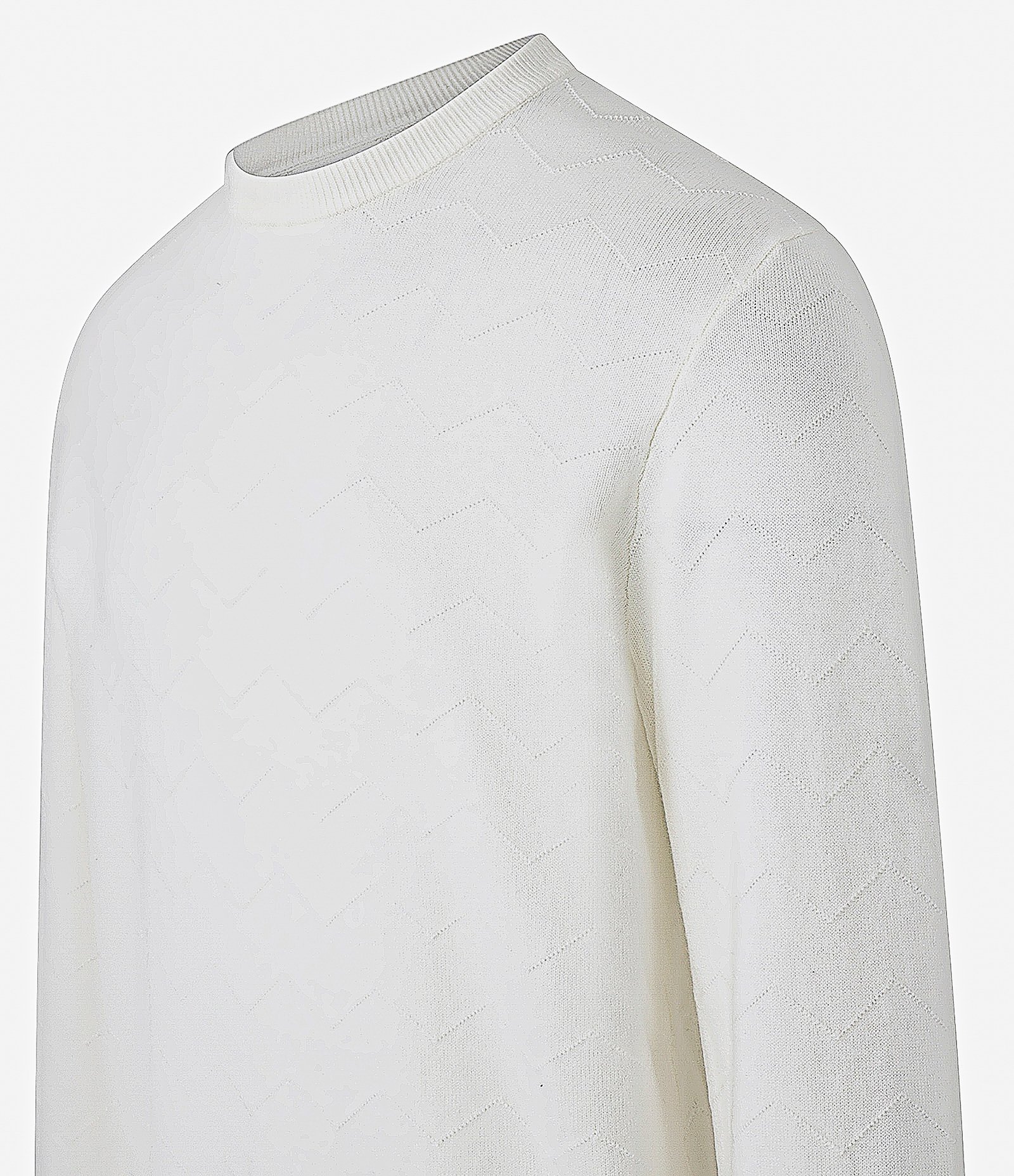 Suéter em Tricô com Textura Zig Zag Branco 2