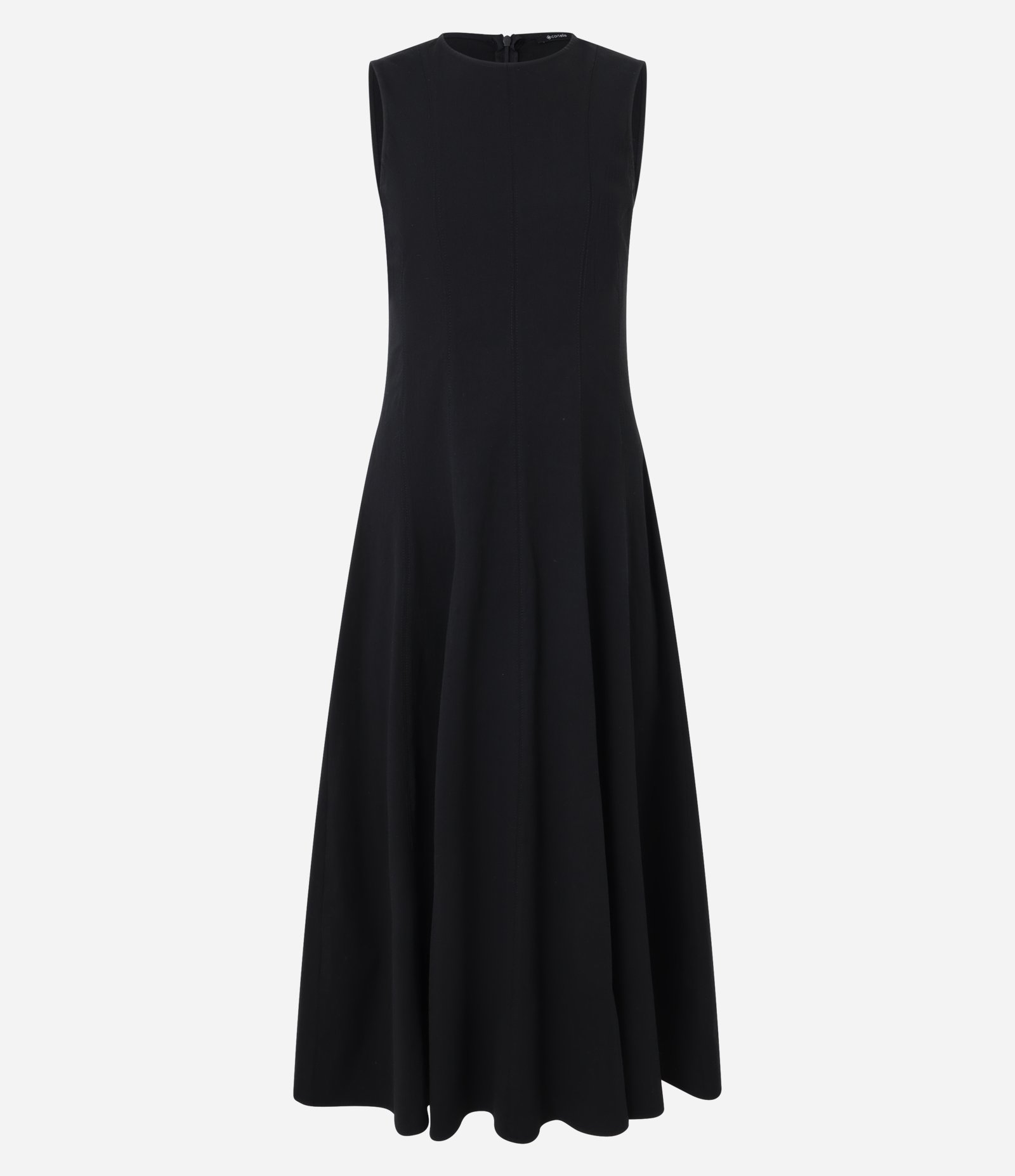 Vestido Evasê Midi em Bengaline com Alça Larga Preto 6