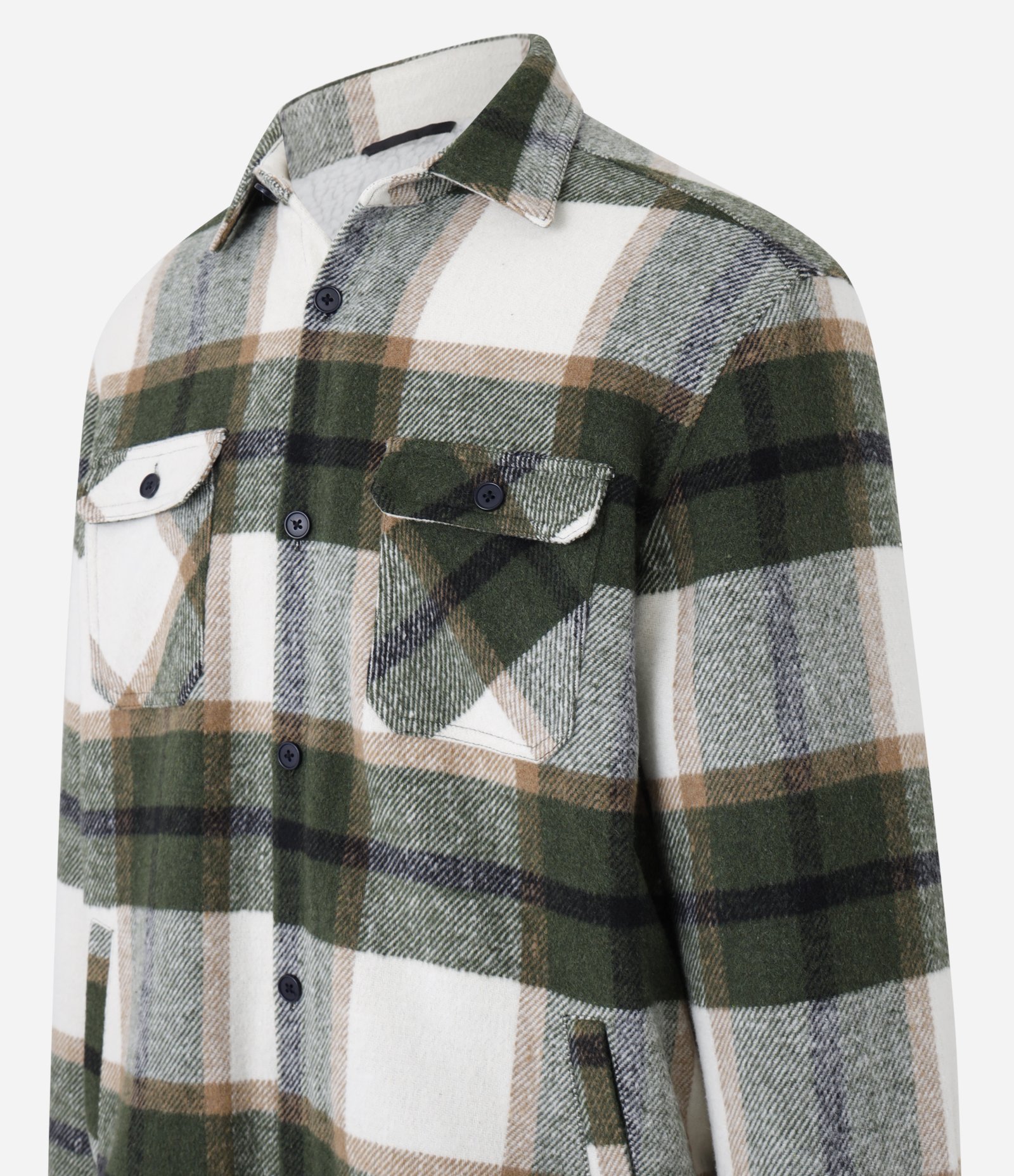 Jaqueta Trucker em Veludo com Estampa Xadrez Verde/ Marrom/ Branco 6