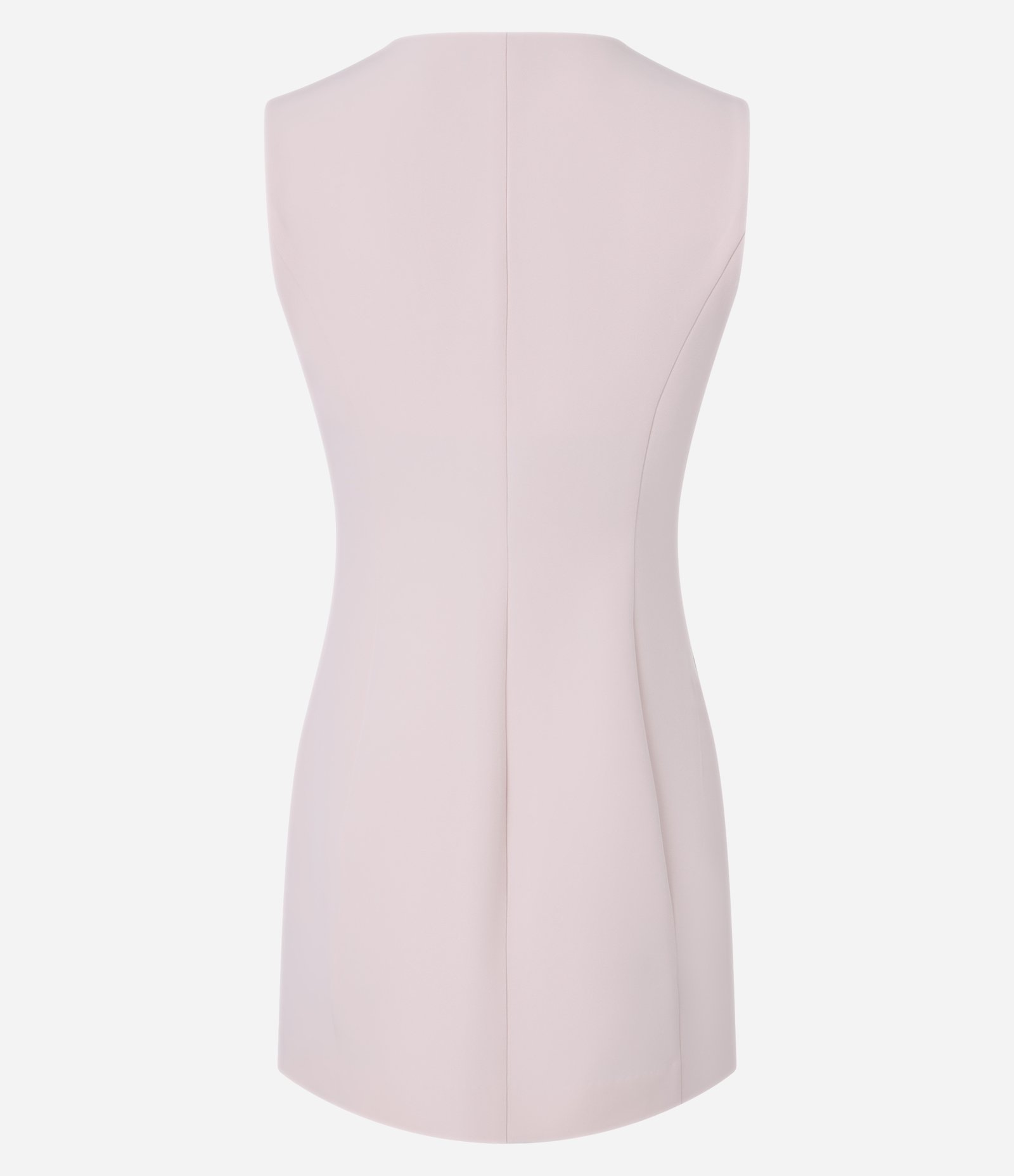 Vestido Curto Alfaiataria Sem Manga com Decote em V e Zíper Rosa 7
