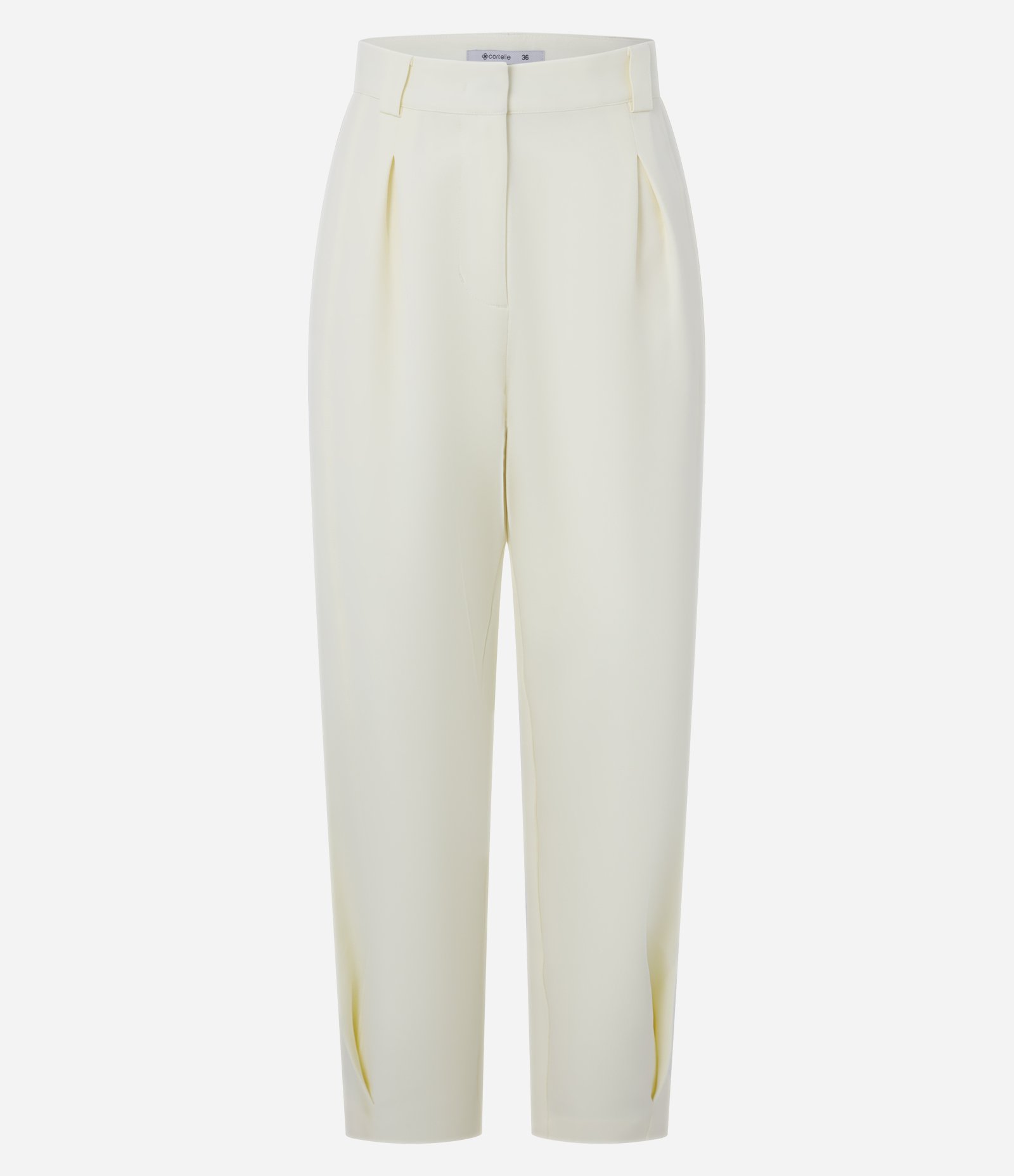 Calça Cenoura de Alfaiataria com Pregas na Barra Off White 6