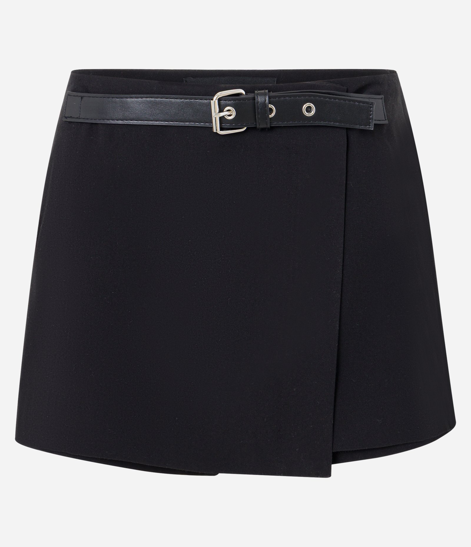 Short Saia em Alfaiataria com Cintinho de Pu e Fivela Preto 7